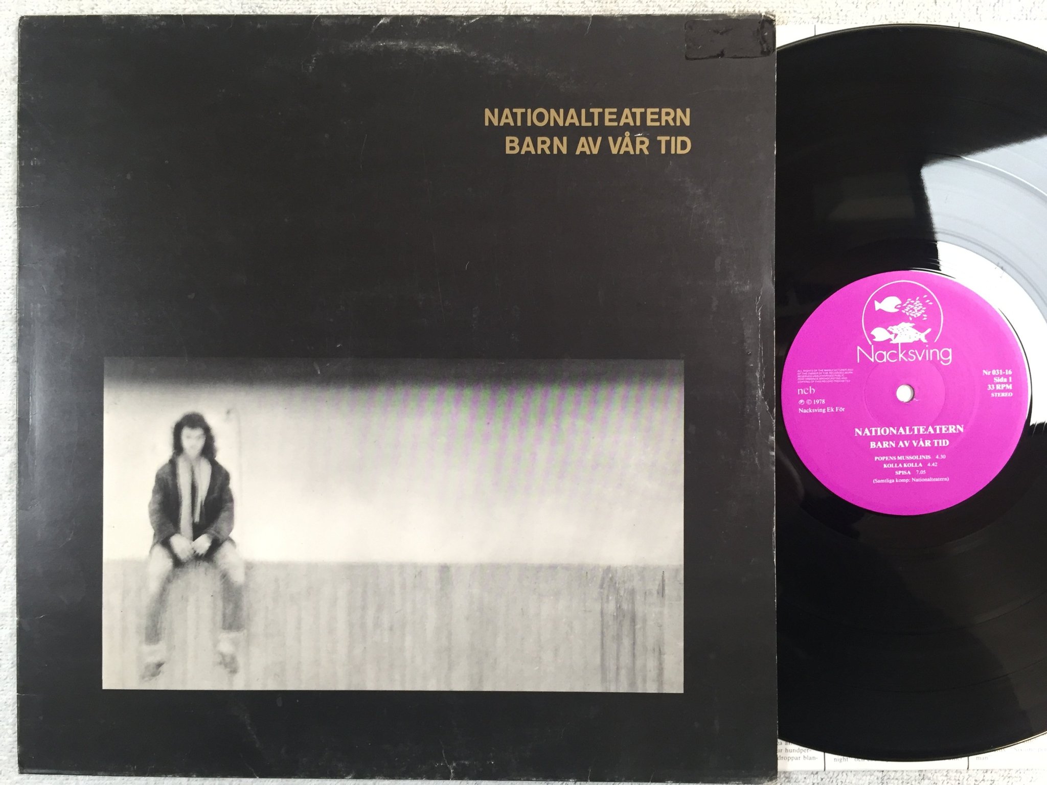 Omslagsbild för skivan NATIONALTEATERN barn av vår tid LP -78 Swe NACKSVING Nr 031-16 "kolla kolla"