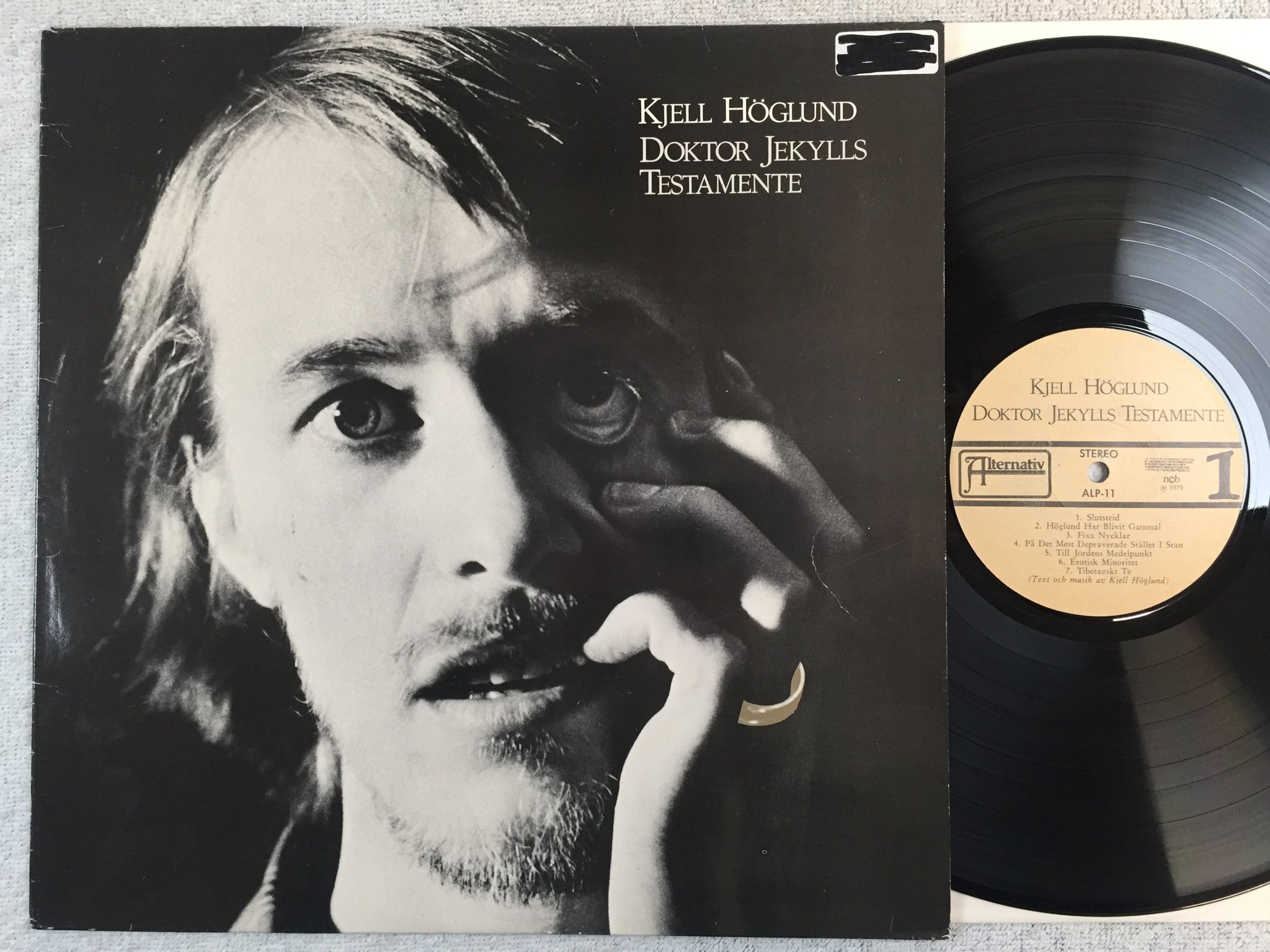Omslagsbild för skivan KJELL HÖGLUND doktor Jekylls testamente LP -79 Swe ALTERNATIV ALP-11