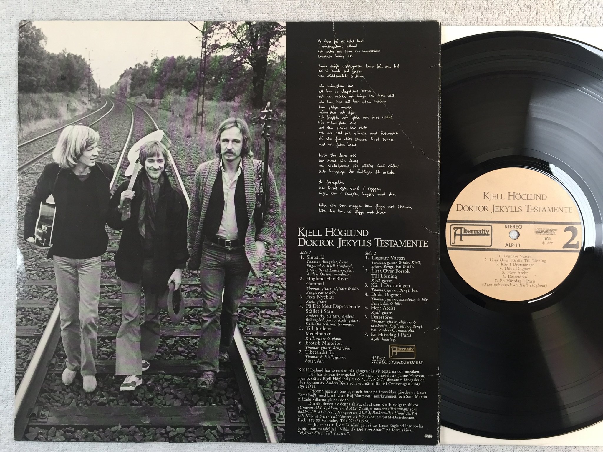 Omslagsbild för skivan KJELL HÖGLUND doktor Jekylls testamente LP -79 Swe ALTERNATIV ALP-11