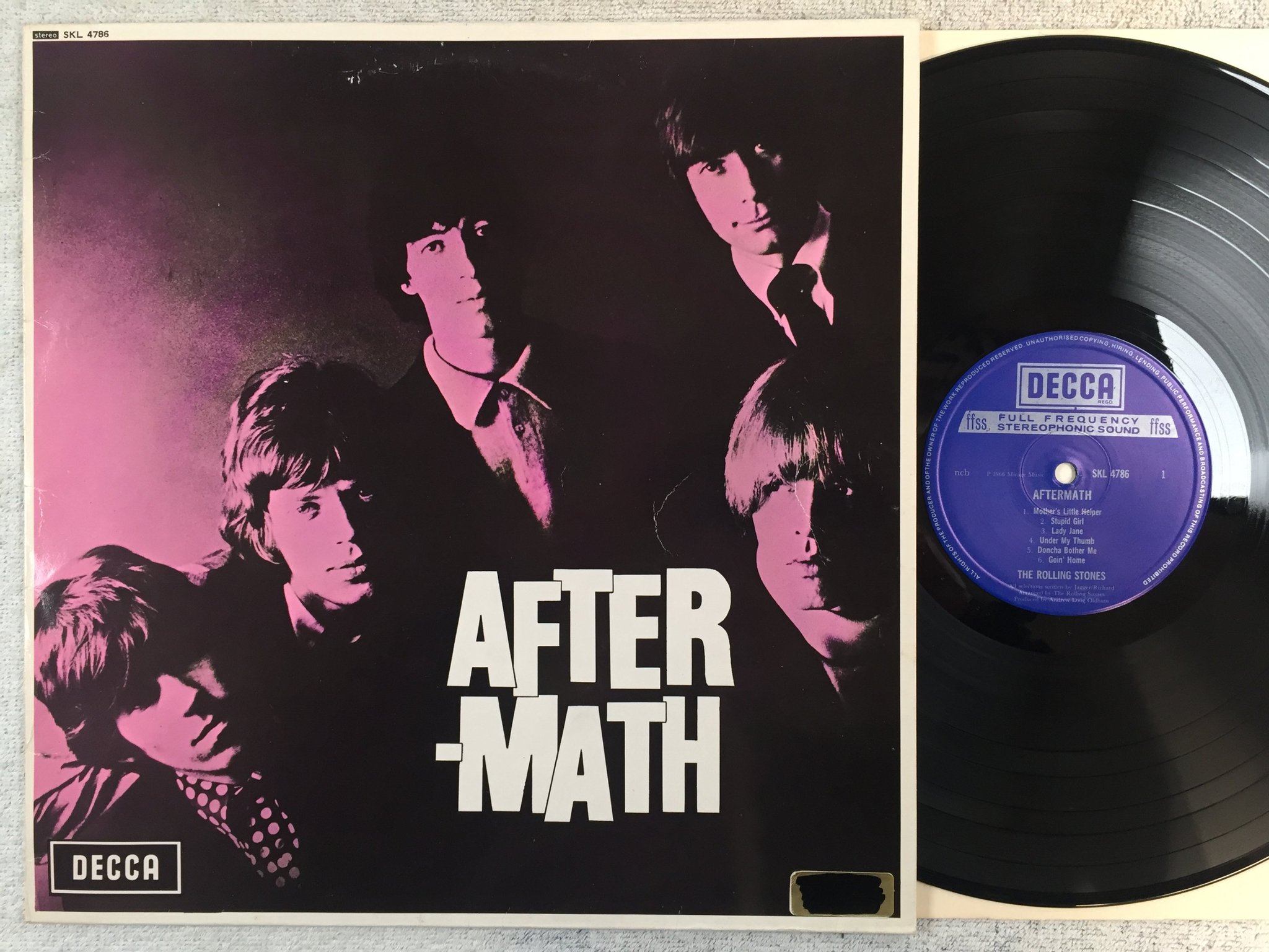 Omslagsbild för skivan THE ROLLING STONES aftermath LP re NCB DECCA SKL 4786