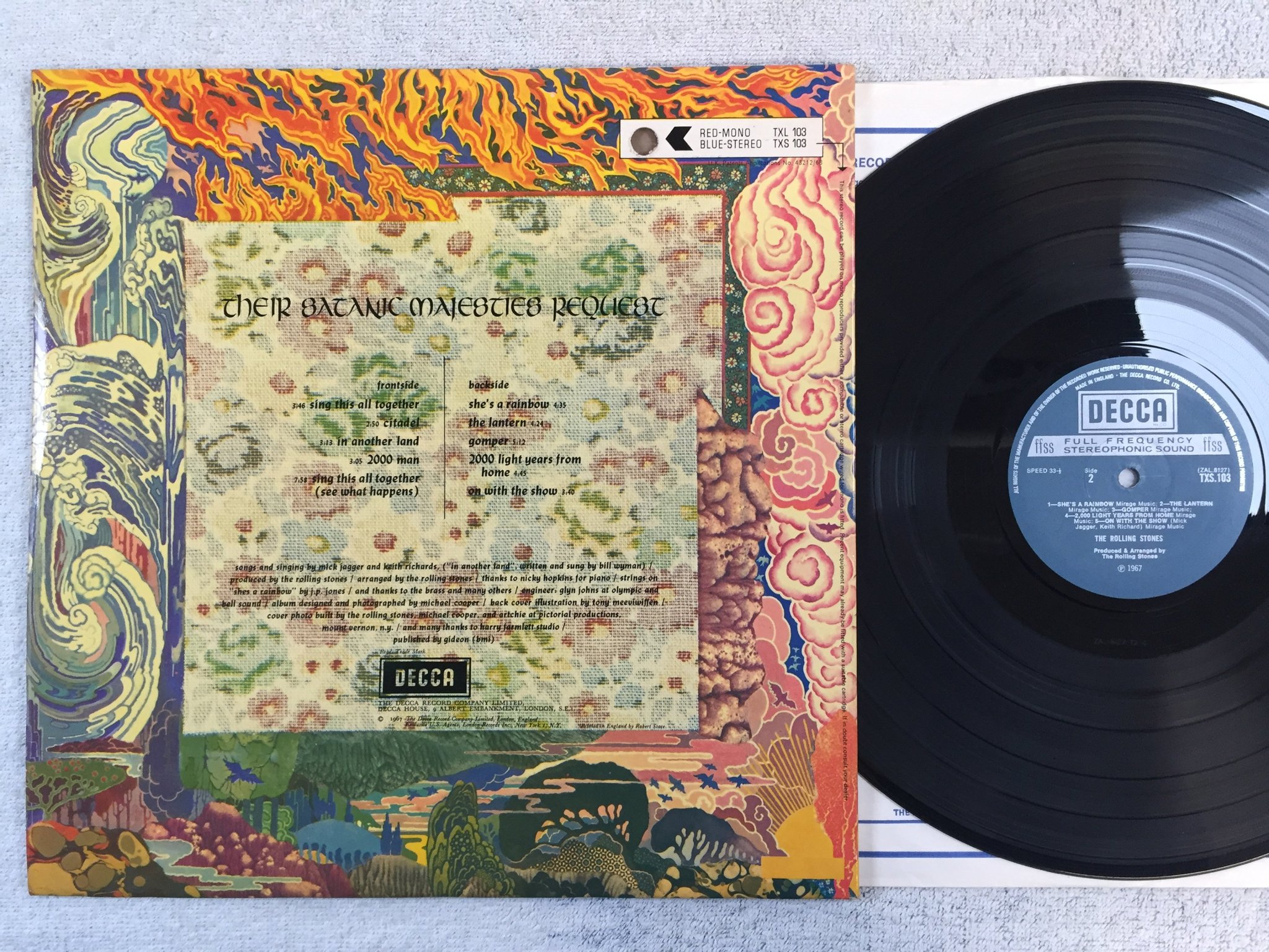 Omslagsbild för skivan THE ROLLING STONES their satanic majesties request LP  UK DECCA TXS 103