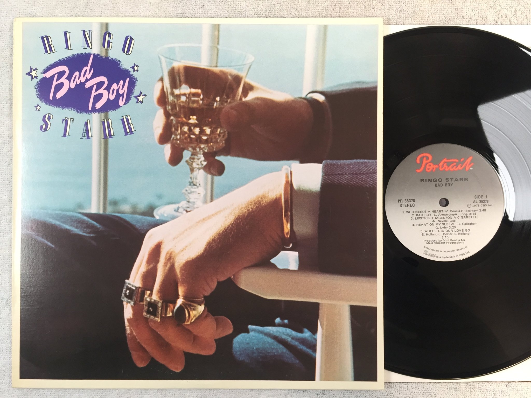 Omslagsbild för skivan RINGO STARR  bad boy LP -78 Can PORTRAIT PR 35378