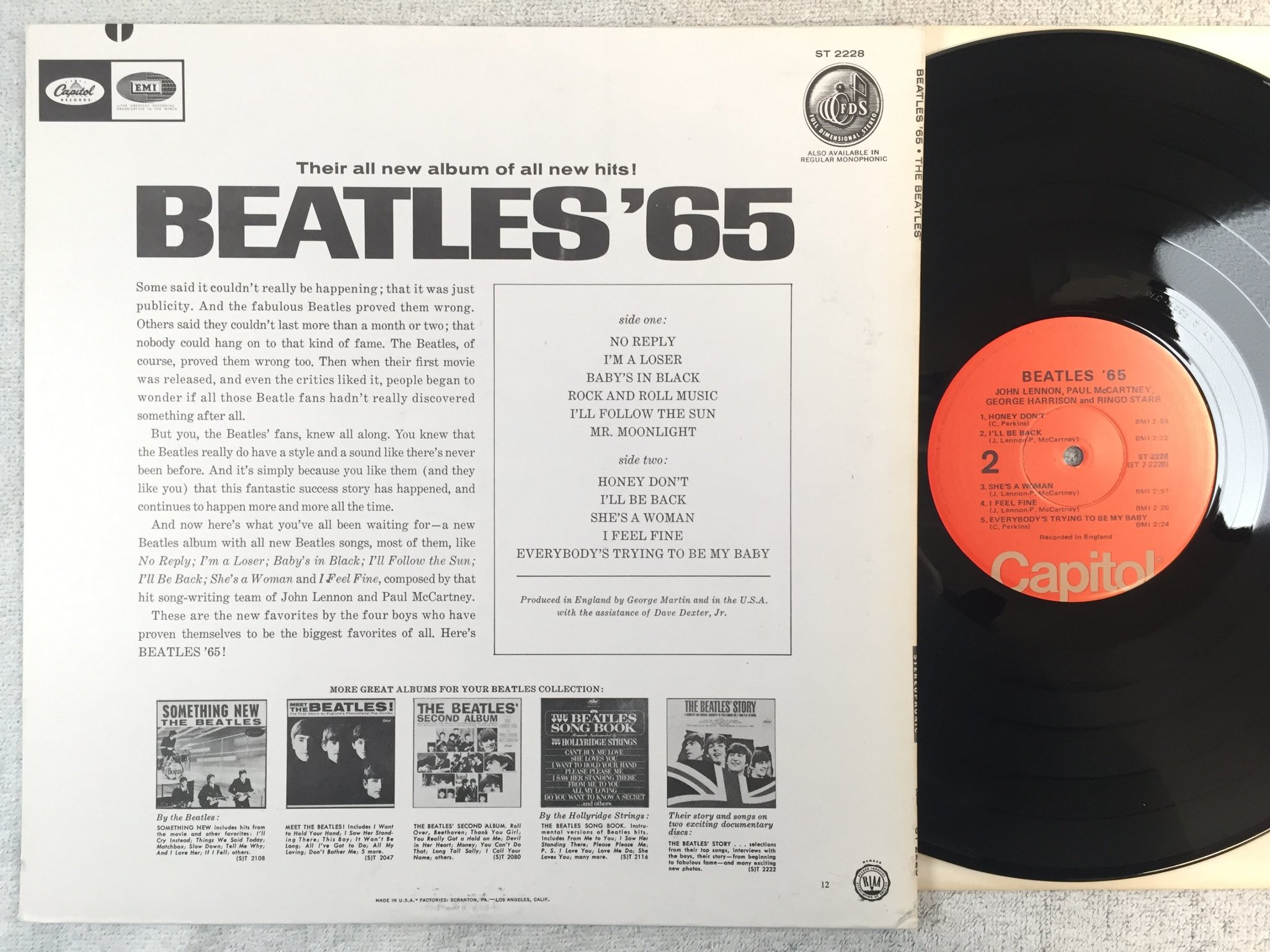 Omslagsbild för skivan THE BEATLES '65 LP US APPLE ST 2228