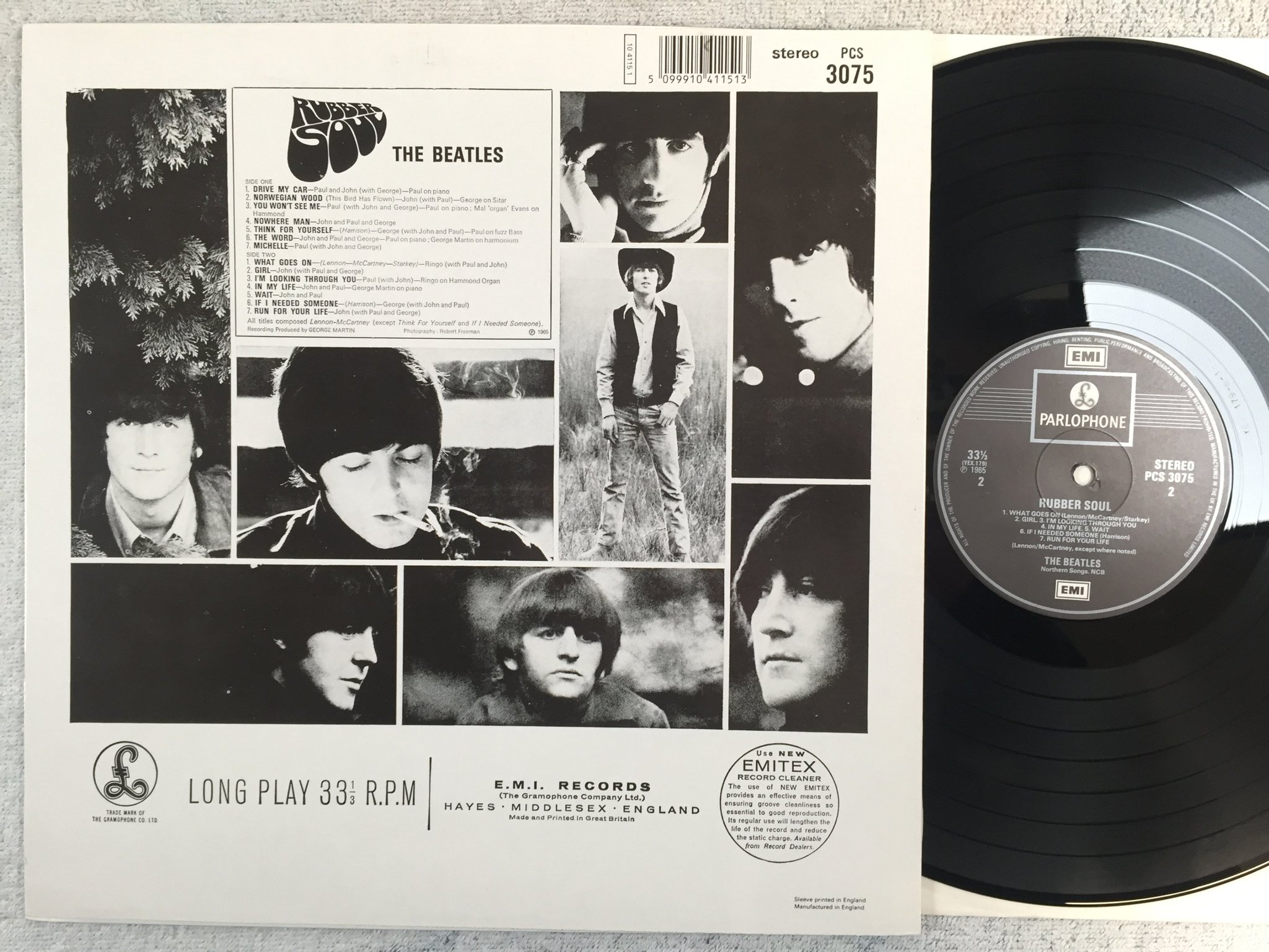 Omslagsbild för skivan THE BEATLES rubber soul LP re PARLOPHONE 5099910411513
