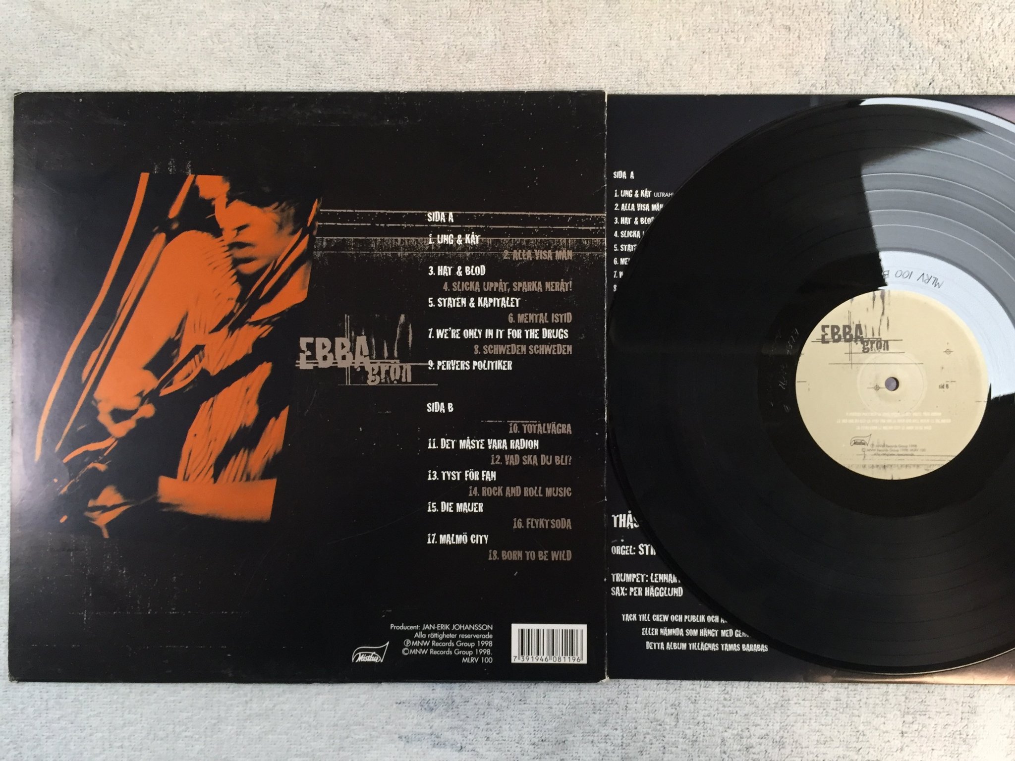 Omslagsbild för skivan EBBA GRÖN live LP -98 Swe MISTLUR MLRV 100 rare!!!