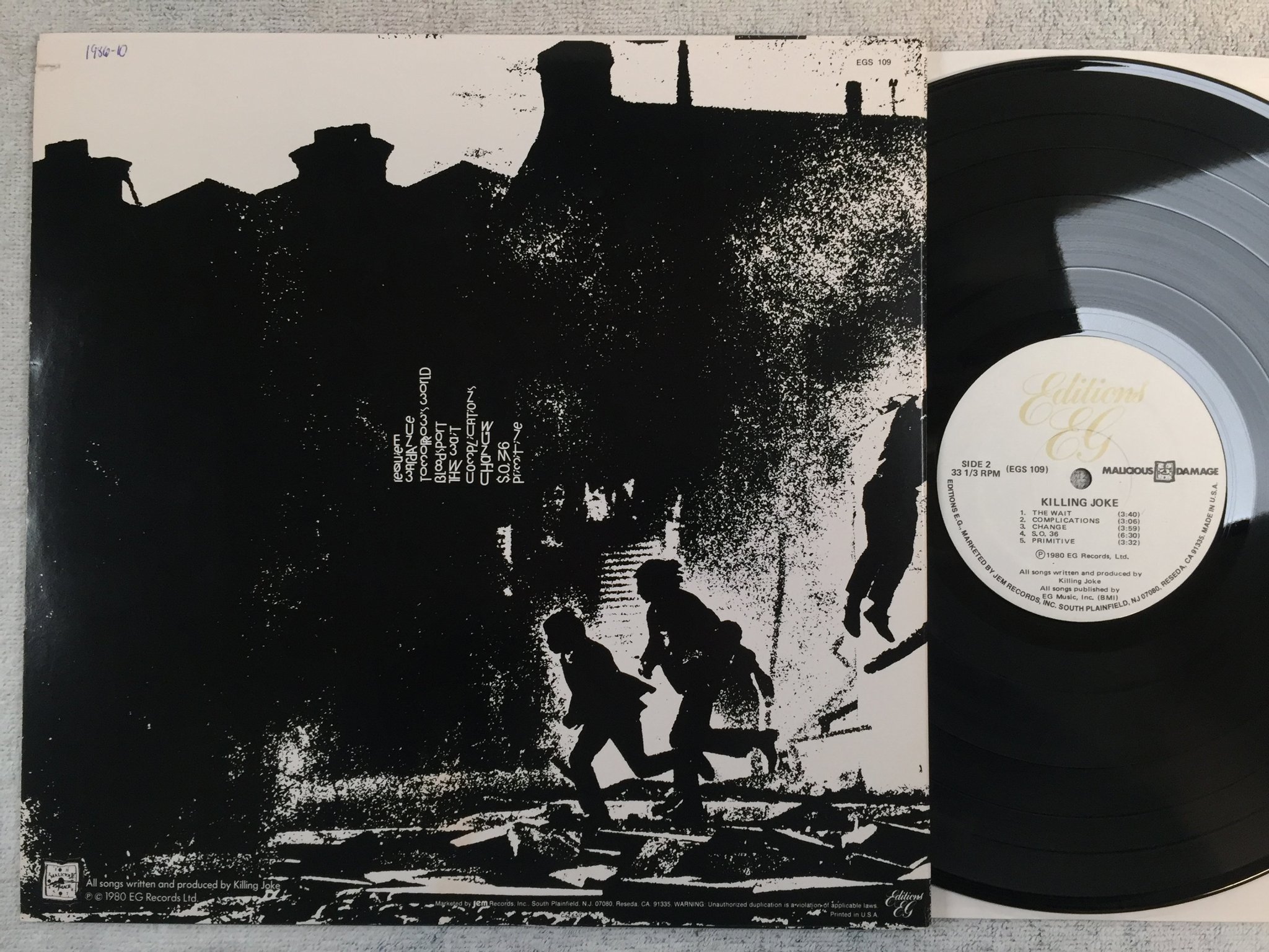 Omslagsbild för skivan KILLING JOKE s/t LP -80 US EDITIONS EG EGS 109 POST-PUNK 