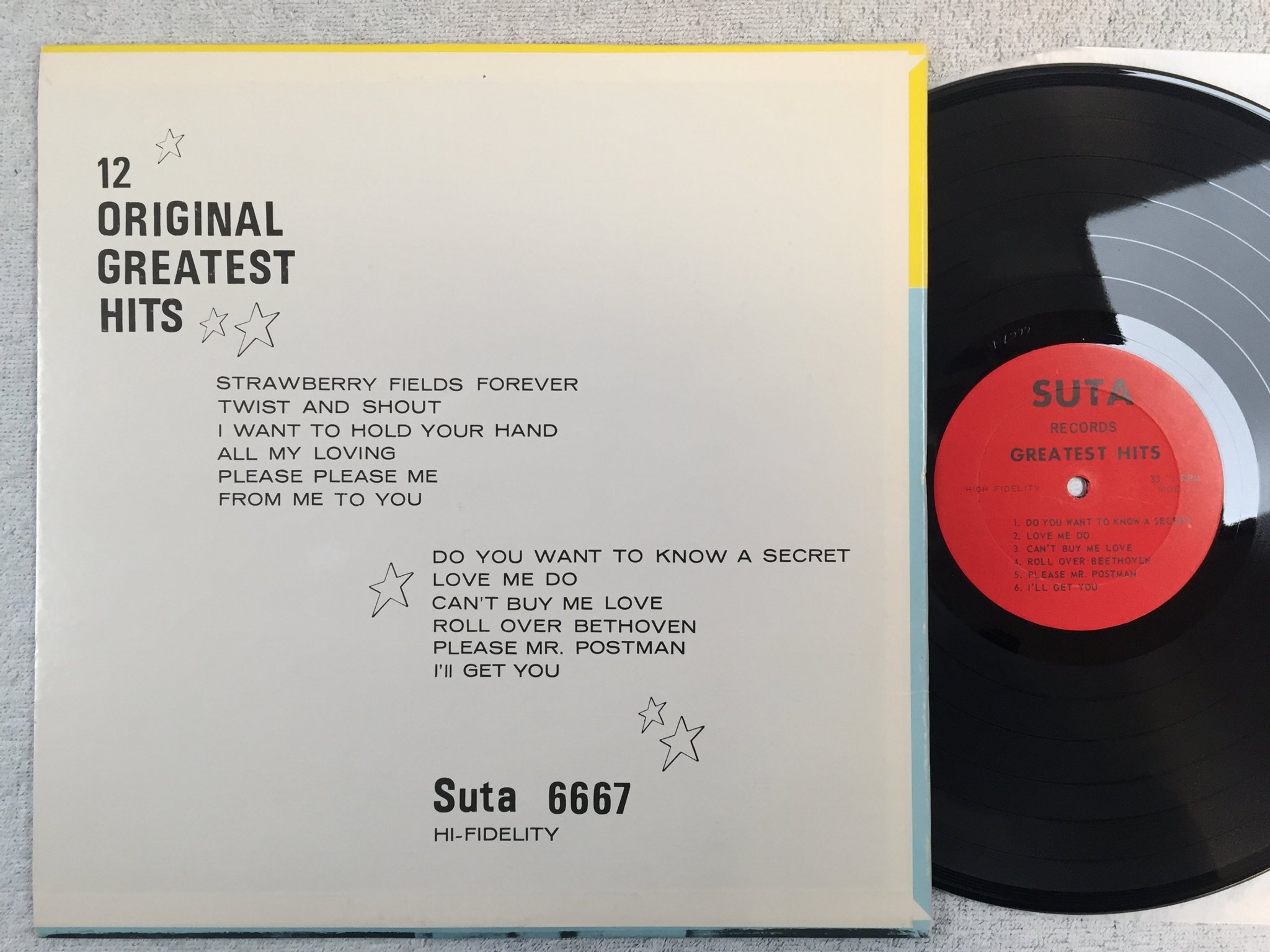 Omslagsbild för skivan THE BEATLES the original greatest hits LP SUTA 6667