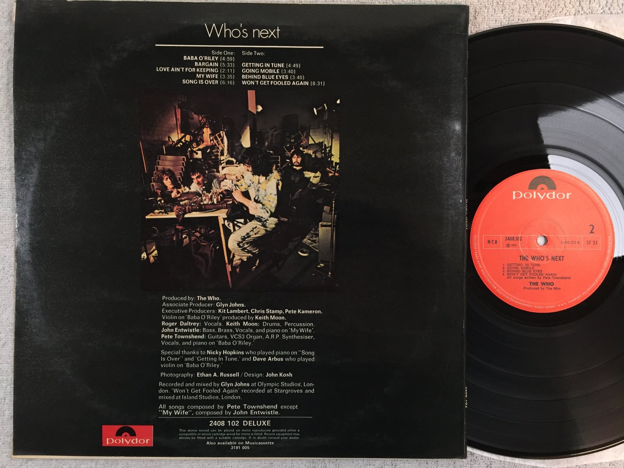 Omslagsbild för skivan THE WHO who's next LP -71 ncb POLYDOR 2408102