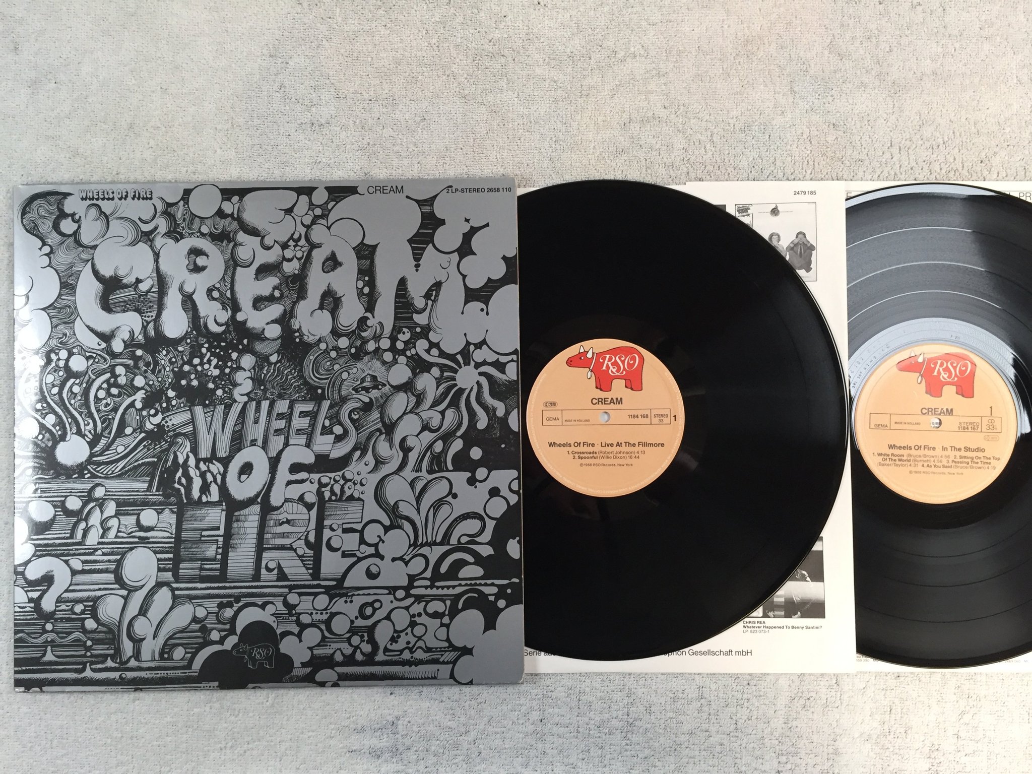 Omslagsbild för skivan CREAM wheels of fire 2xLP re Hol RSO 1184 167