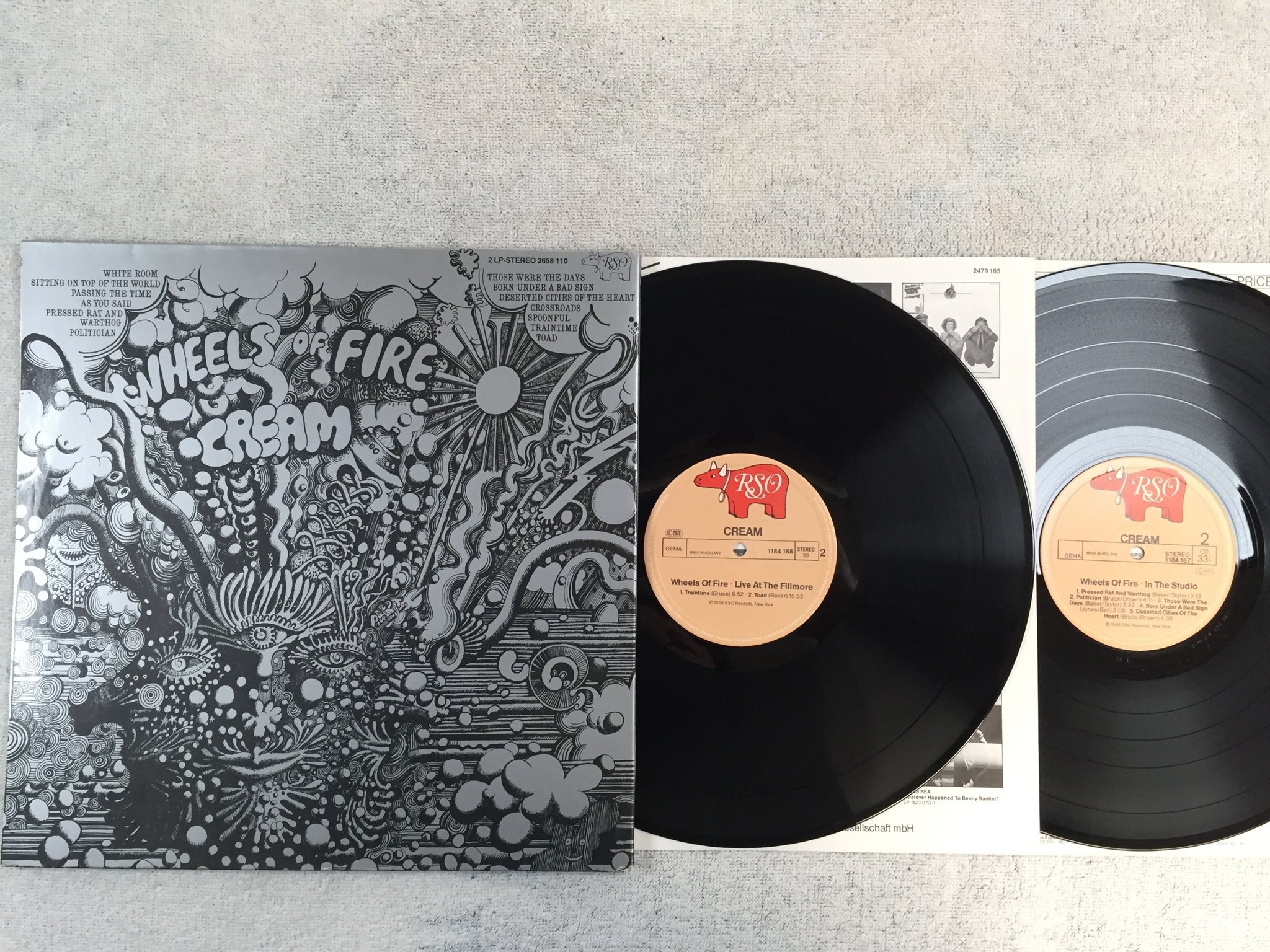 Omslagsbild för skivan CREAM wheels of fire 2xLP re Hol RSO 1184 167