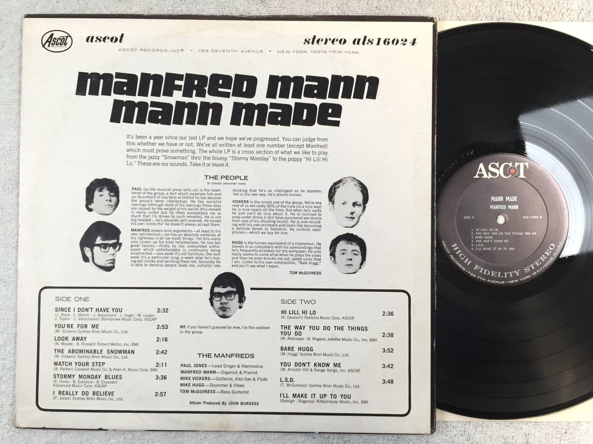 Omslagsbild för skivan MANFRED MANN Mann made LP -98 US ASCOT ALS 16024