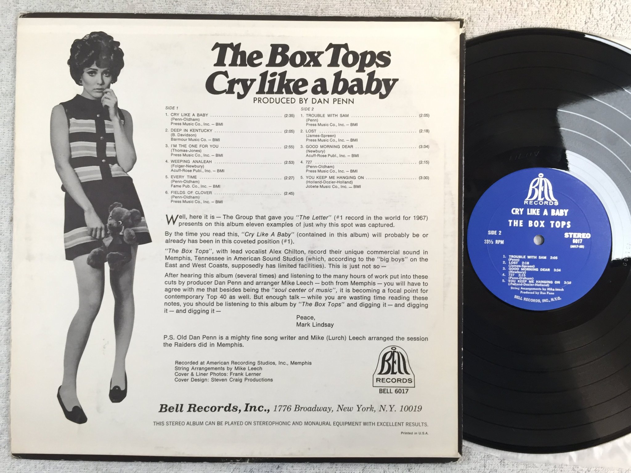 Omslagsbild för skivan THE BOX TOPS cry like a baby LP -68 US BELL BELL 6017