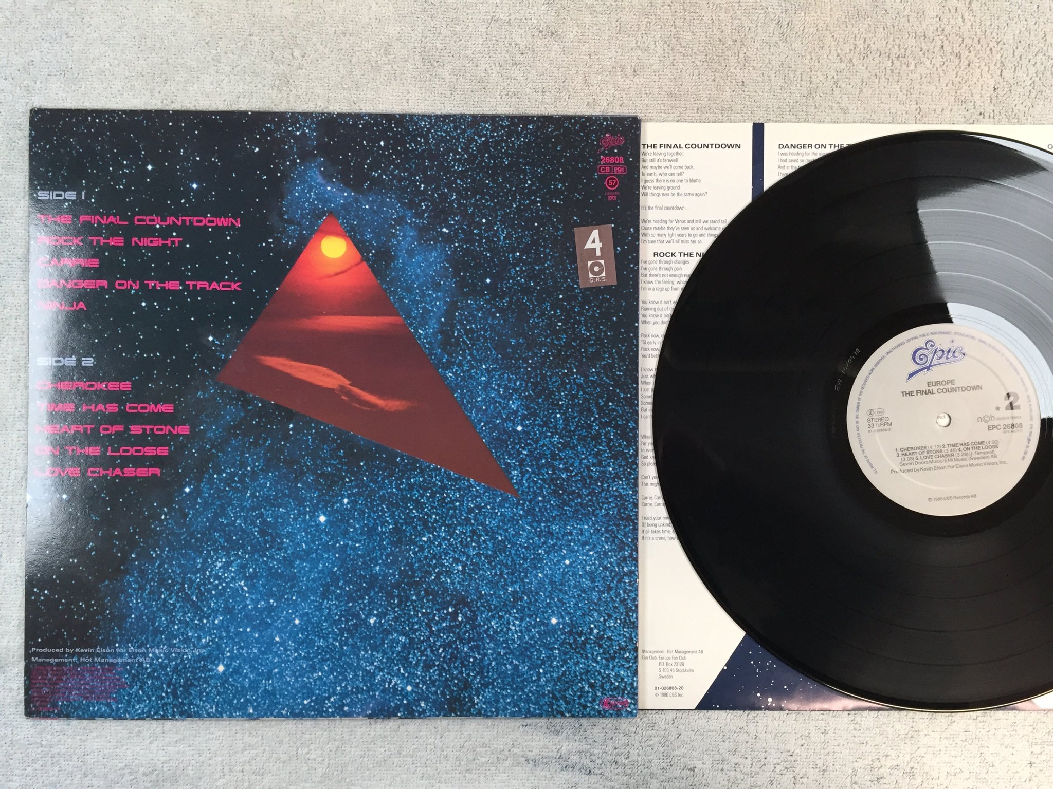 Omslagsbild för skivan EUROPE the final countdown LP -86 ncb EPIC EPC 26808
