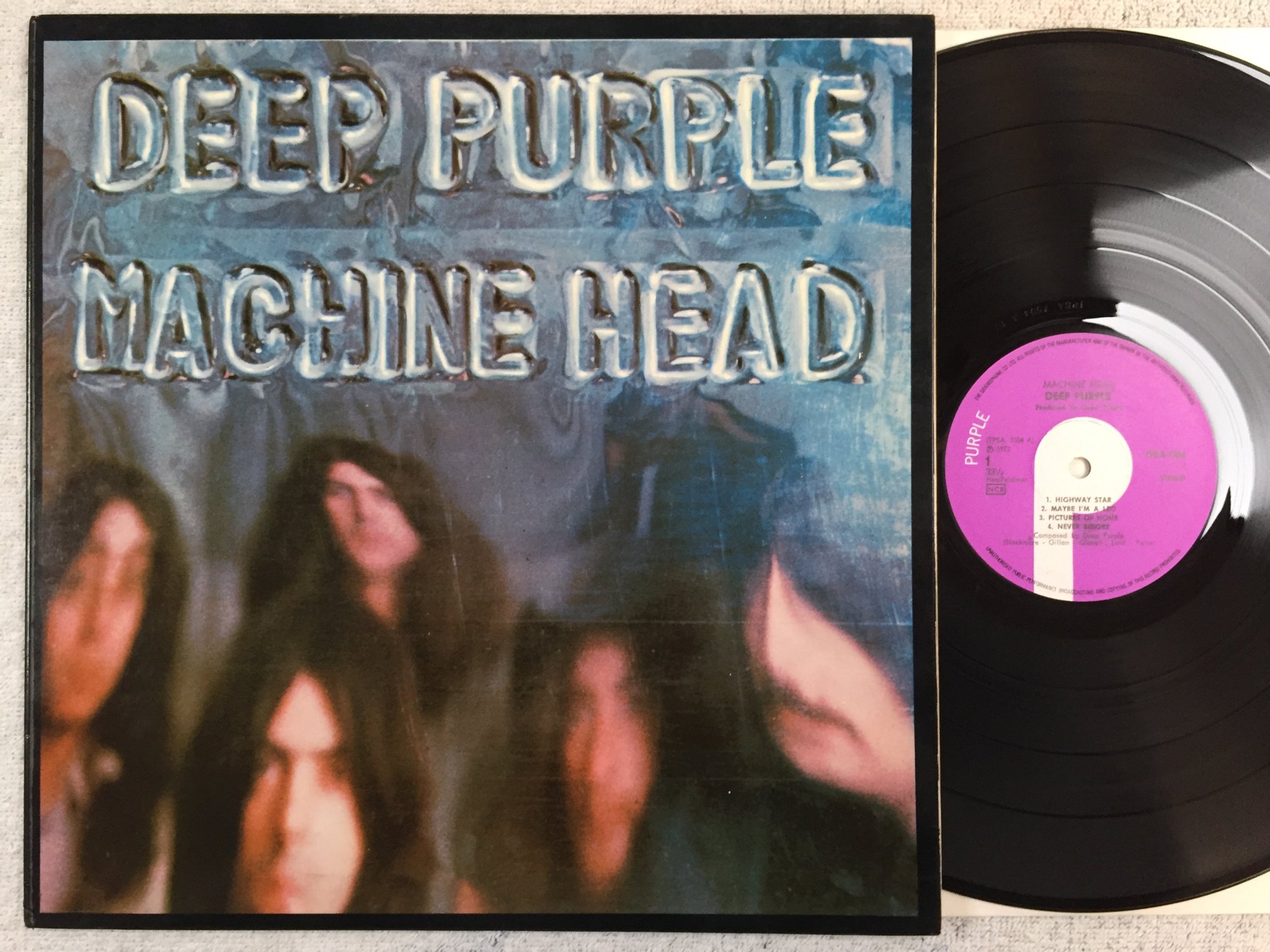 Omslagsbild för skivan DEEP PURPLE machine head LP -72 Ger PURPLE TPSA 7504