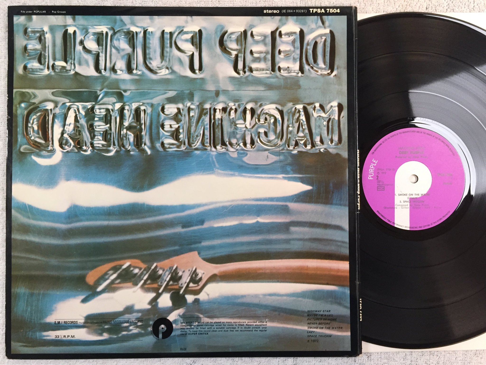 Omslagsbild för skivan DEEP PURPLE machine head LP -72 Ger PURPLE TPSA 7504