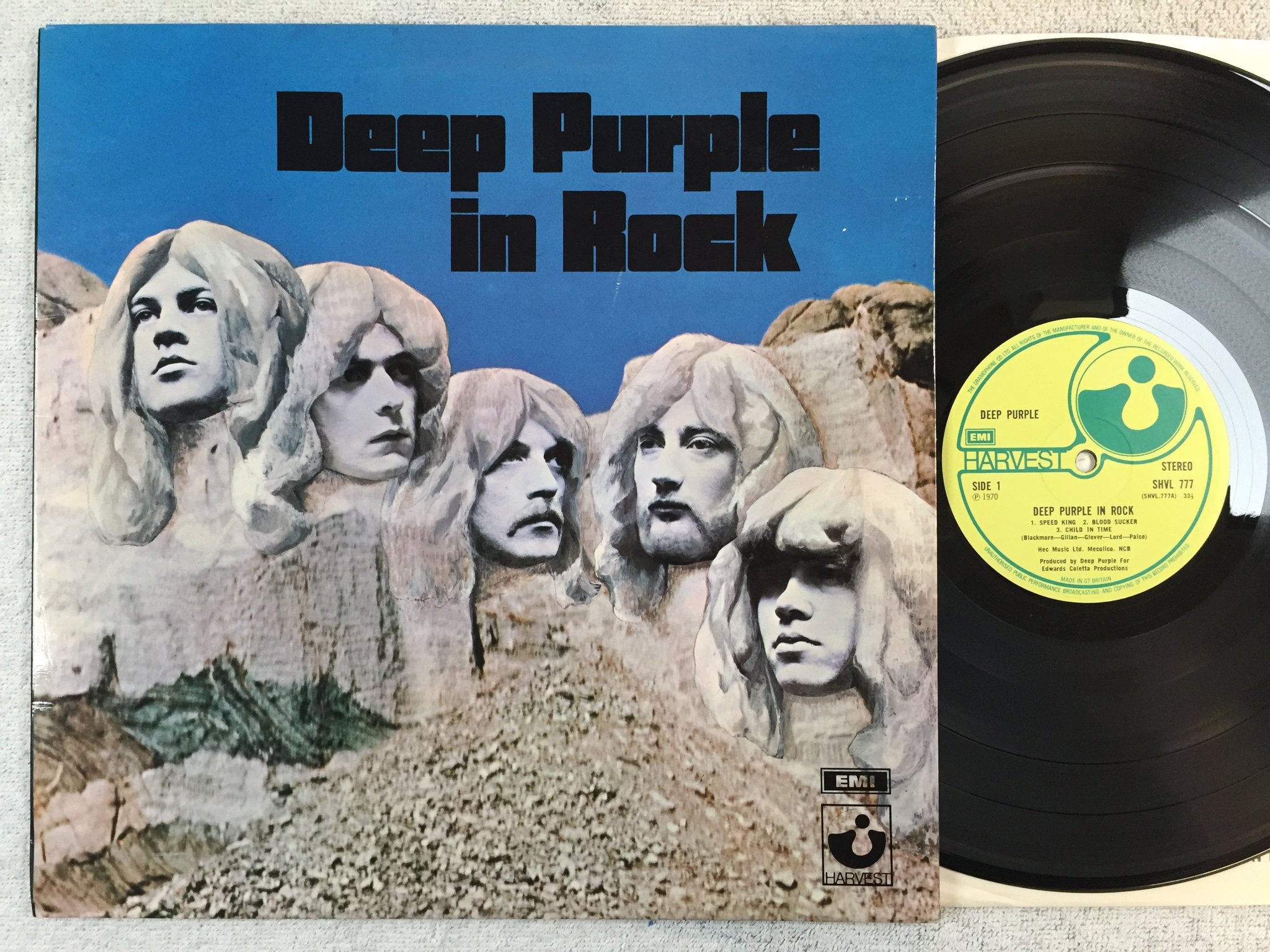 Omslagsbild för skivan DEEP PURPLE in rock LP -70 UK HARVEST SHVL 777