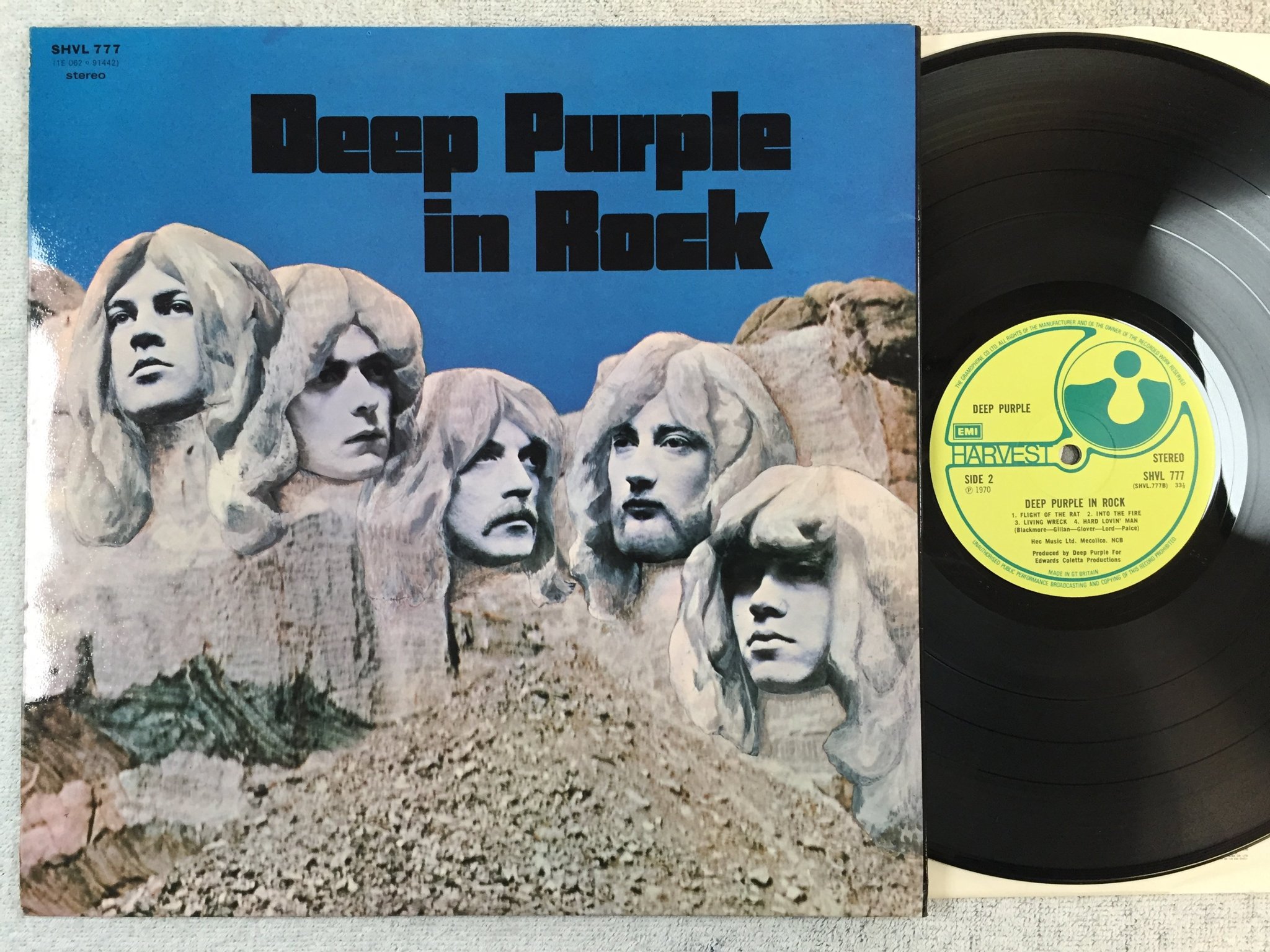 Omslagsbild för skivan DEEP PURPLE in rock LP -70 UK HARVEST SHVL 777