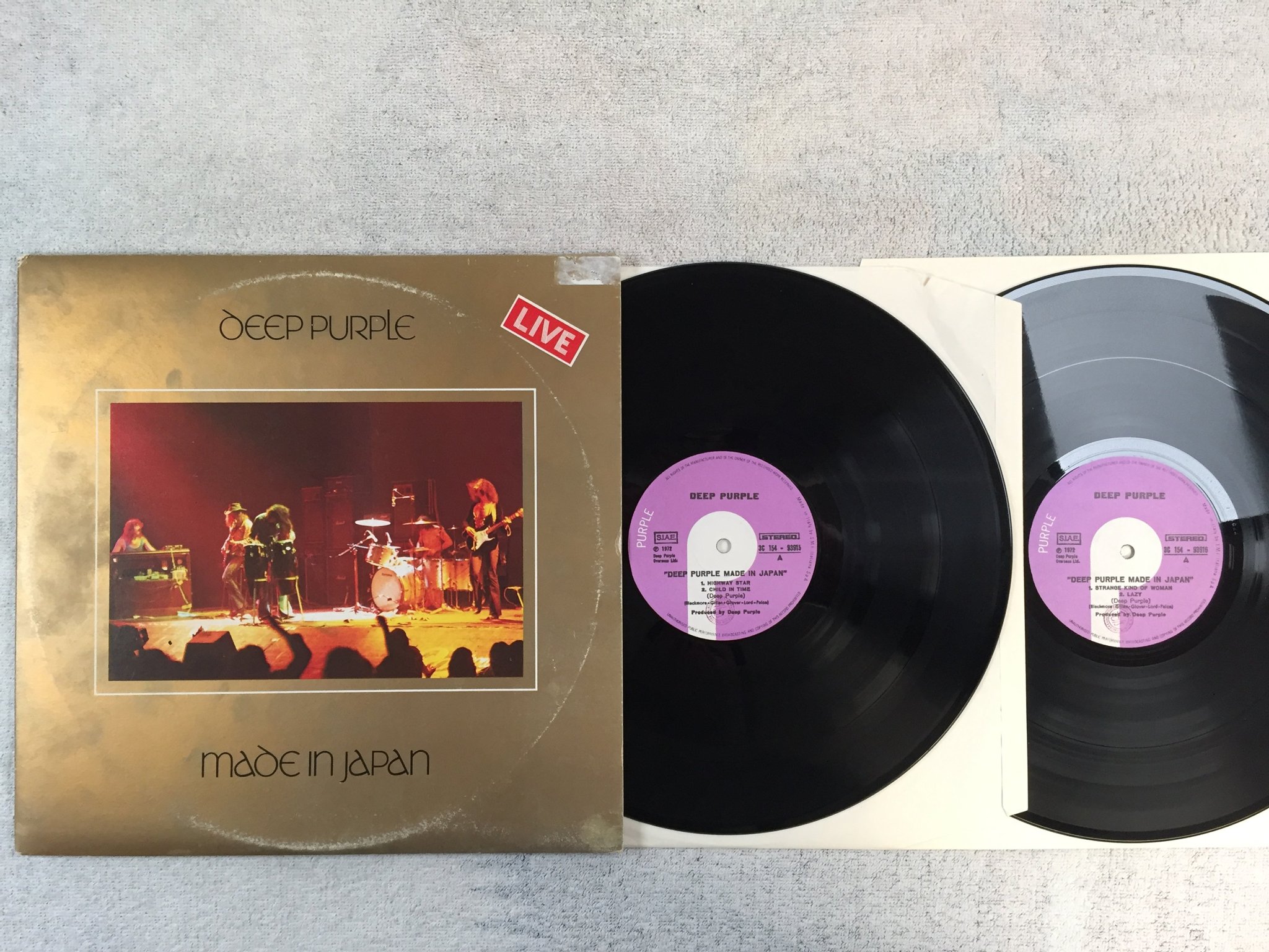 Omslagsbild för skivan DEEP PURPLE made in Japan 2xLP Italy PURPLE 3C 154-93916
