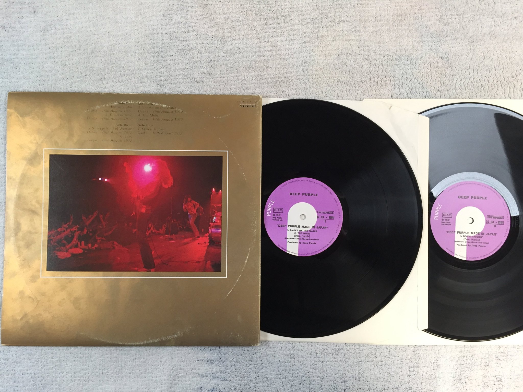 Omslagsbild för skivan DEEP PURPLE made in Japan 2xLP Italy PURPLE 3C 154-93916