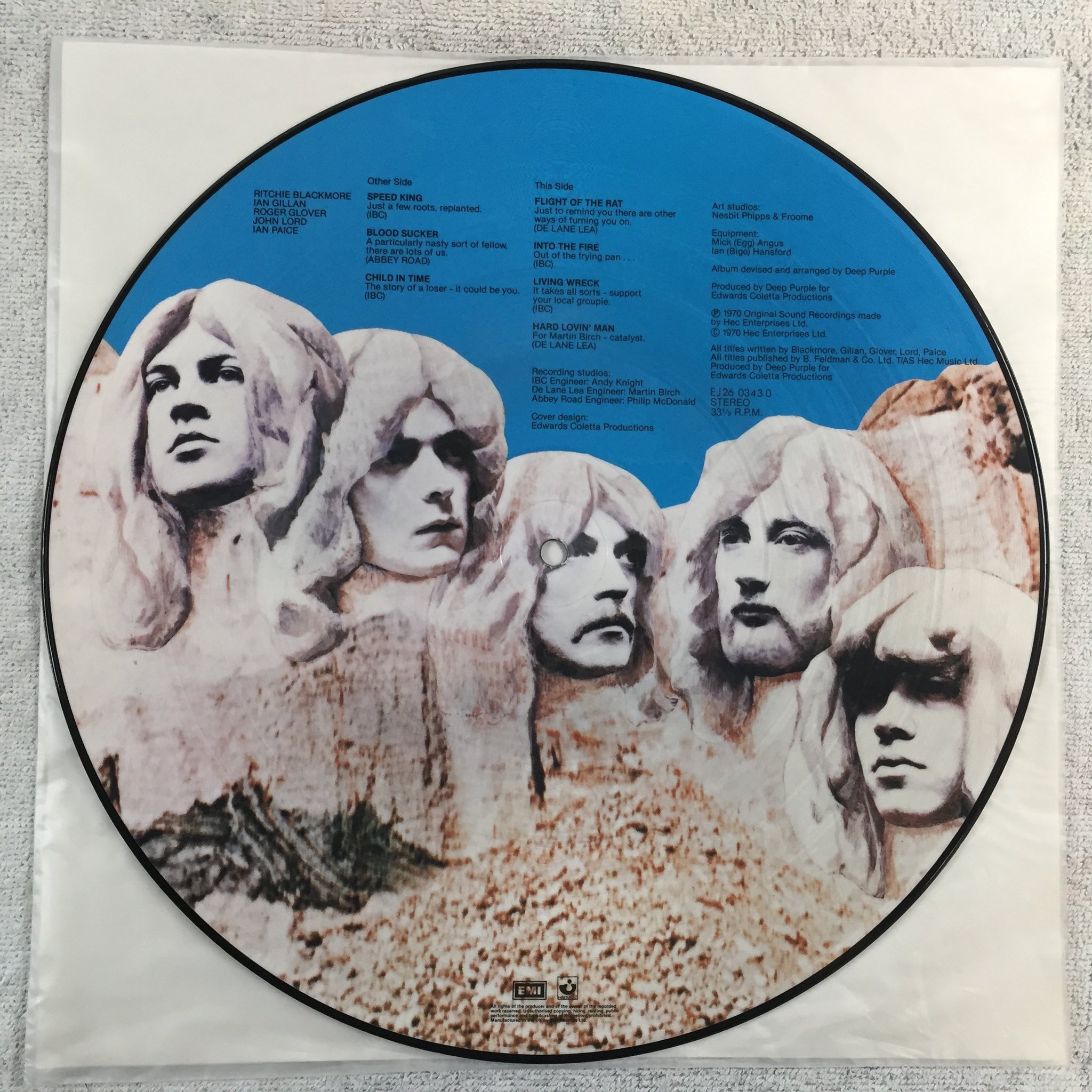 Omslagsbild för skivan DEEP PURPLE in rock PICTURE DISC UK EMI EJ26 0343 0