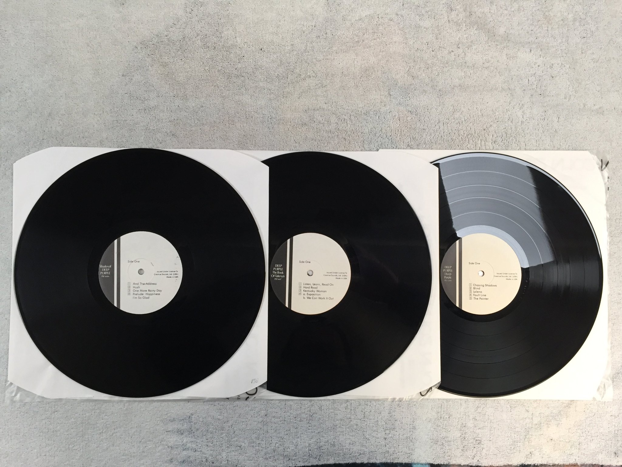 Omslagsbild för skivan DEEP PURPLE collection 3xLP -95 US CREATIVE SOUNDS PB 3606/8