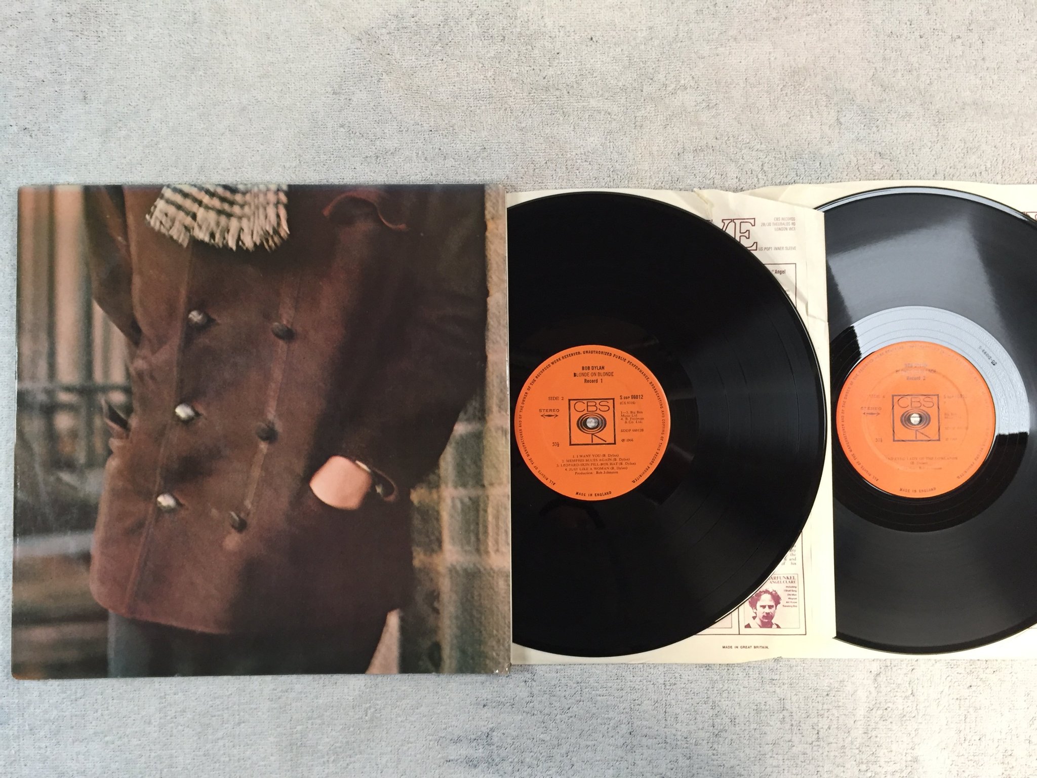 Omslagsbild för skivan BOB DYLAN blonde on blonde 2xLP -66 UK CBS SDDP 66012 mkt fint ex !