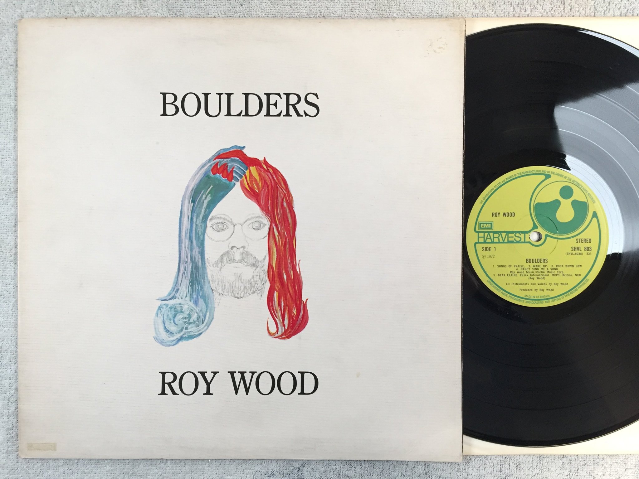 Omslagsbild för skivan ROY WOOD boulders LP -72 UK HARVEST SHVL 803