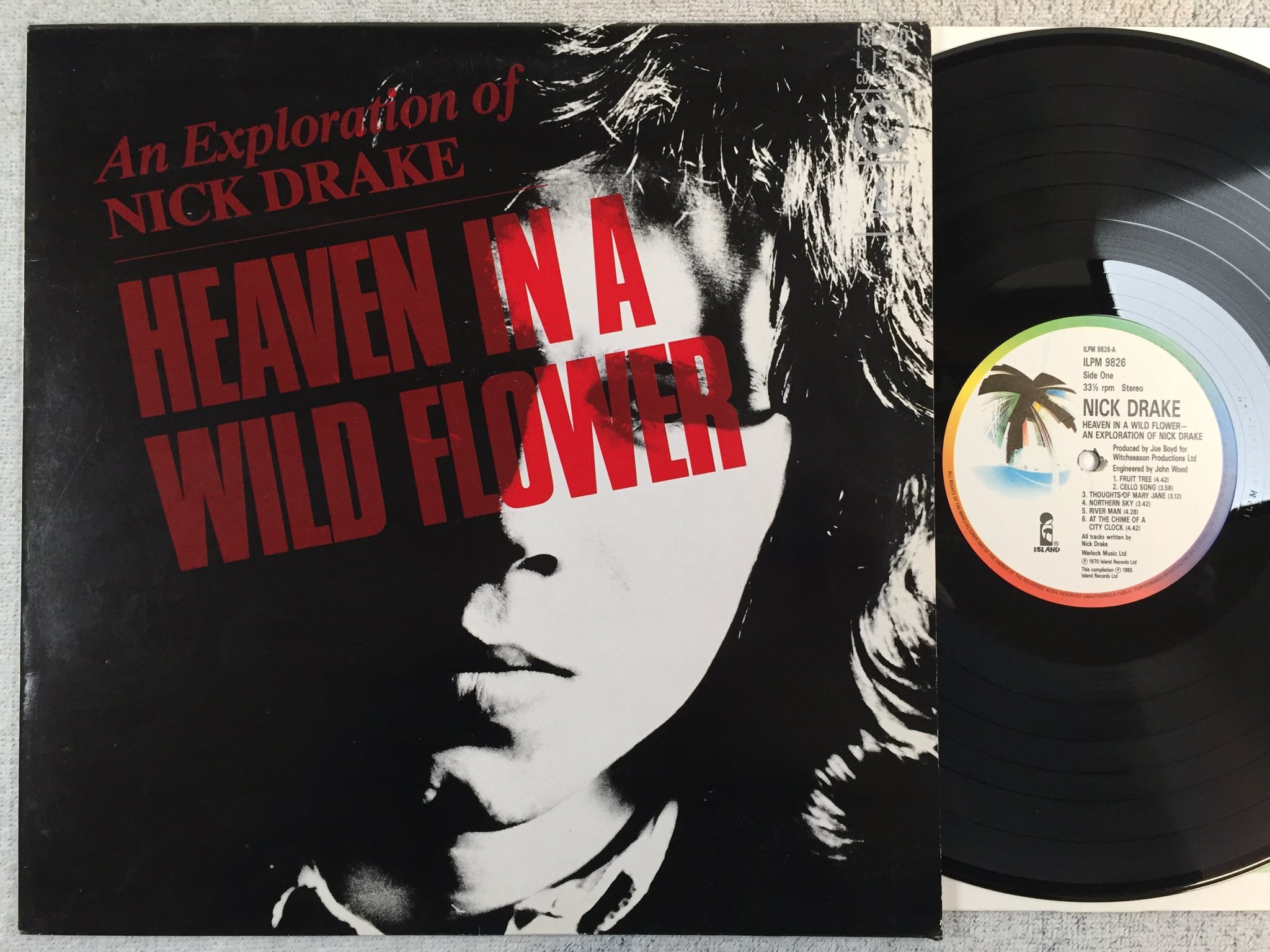 Omslagsbild för skivan NICK DRAKE heaven in a wild flower LP -85 UK ISLAND ILPM 9826