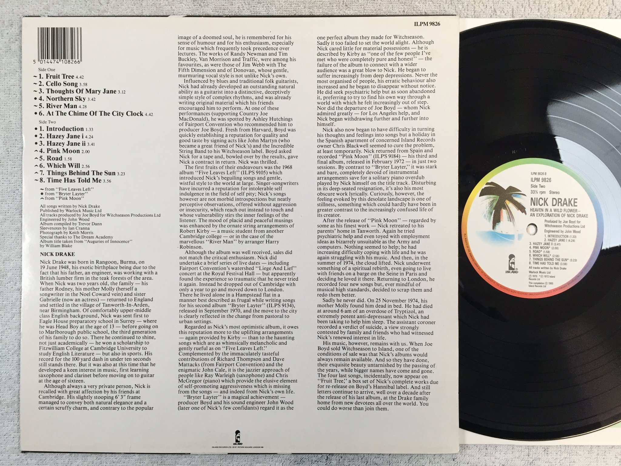 Omslagsbild för skivan NICK DRAKE heaven in a wild flower LP -85 UK ISLAND ILPM 9826