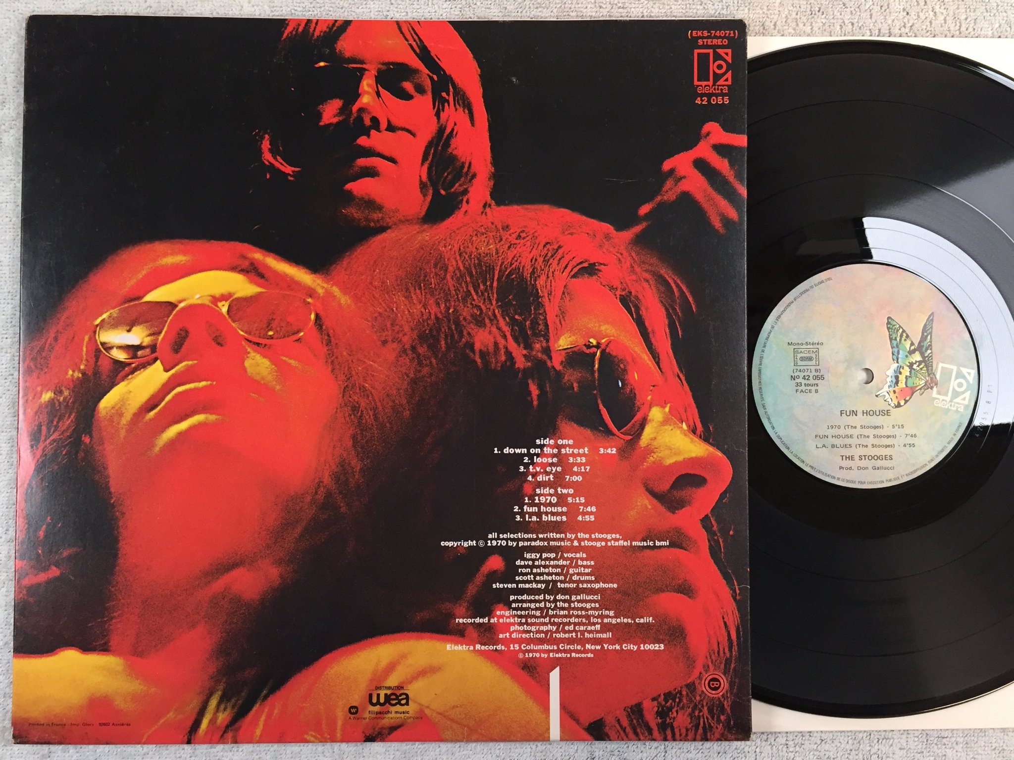 Omslagsbild för skivan THE STOOGES fun house LP Fra ELEKTRA No 42055 grym platta!!!