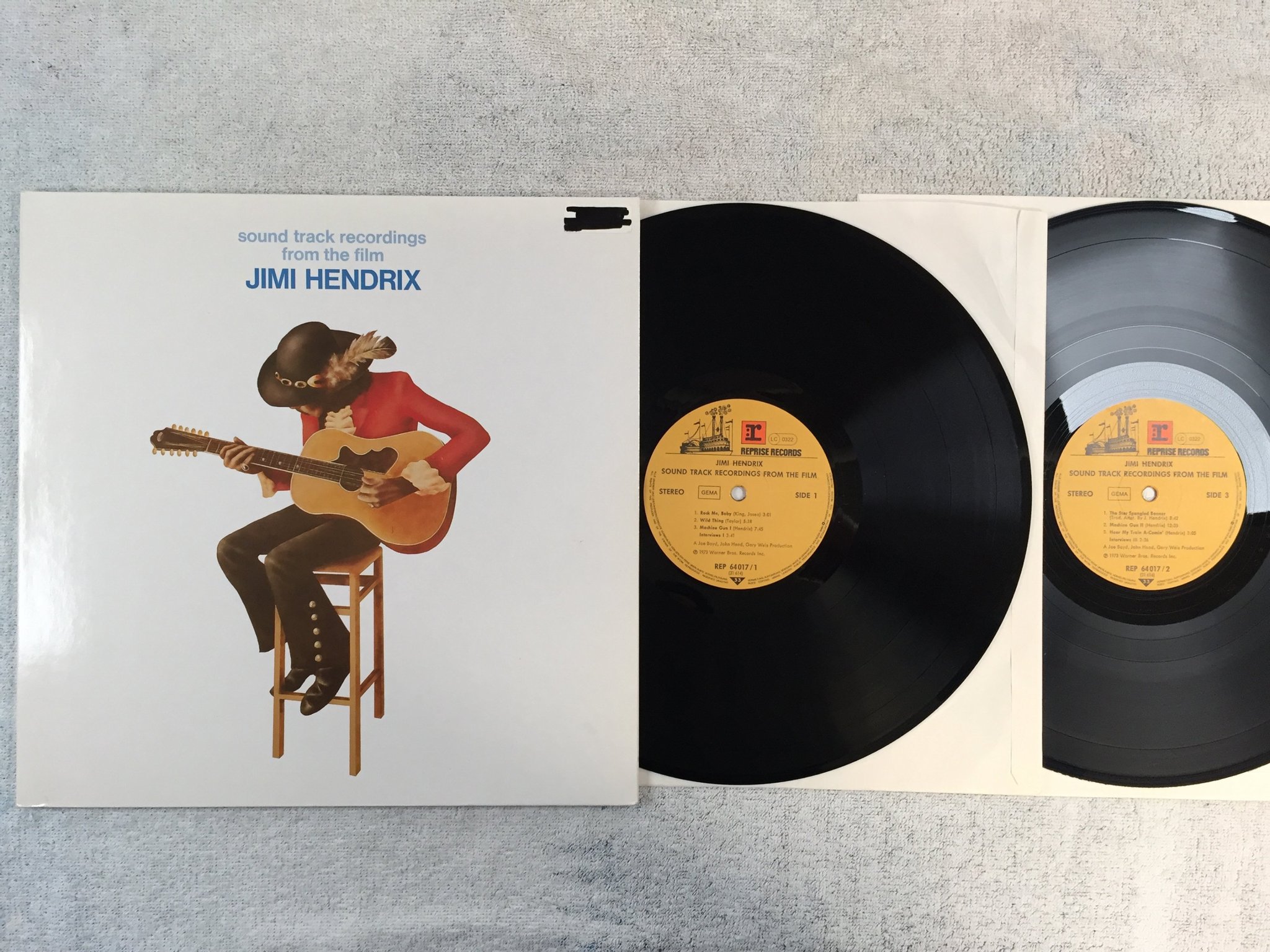Omslagsbild för skivan JIMI HENDRIX sound track recordings from the film 2xLP -73 Ger REPRISE REP 64017