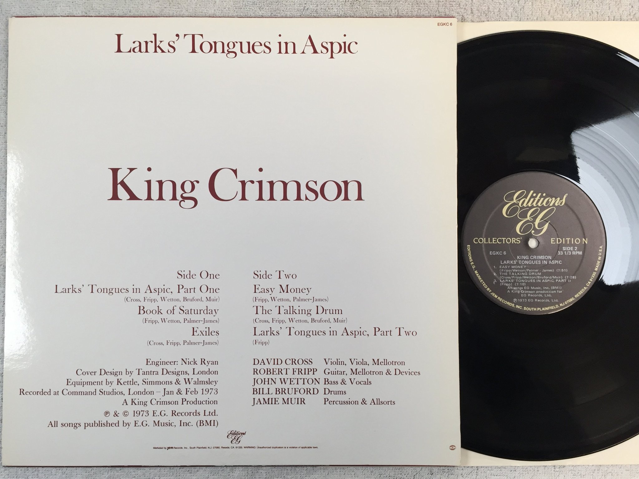 Omslagsbild för skivan KING CRIMSON larks tongues in aspic LP US EDITIONS EG EGKC 6