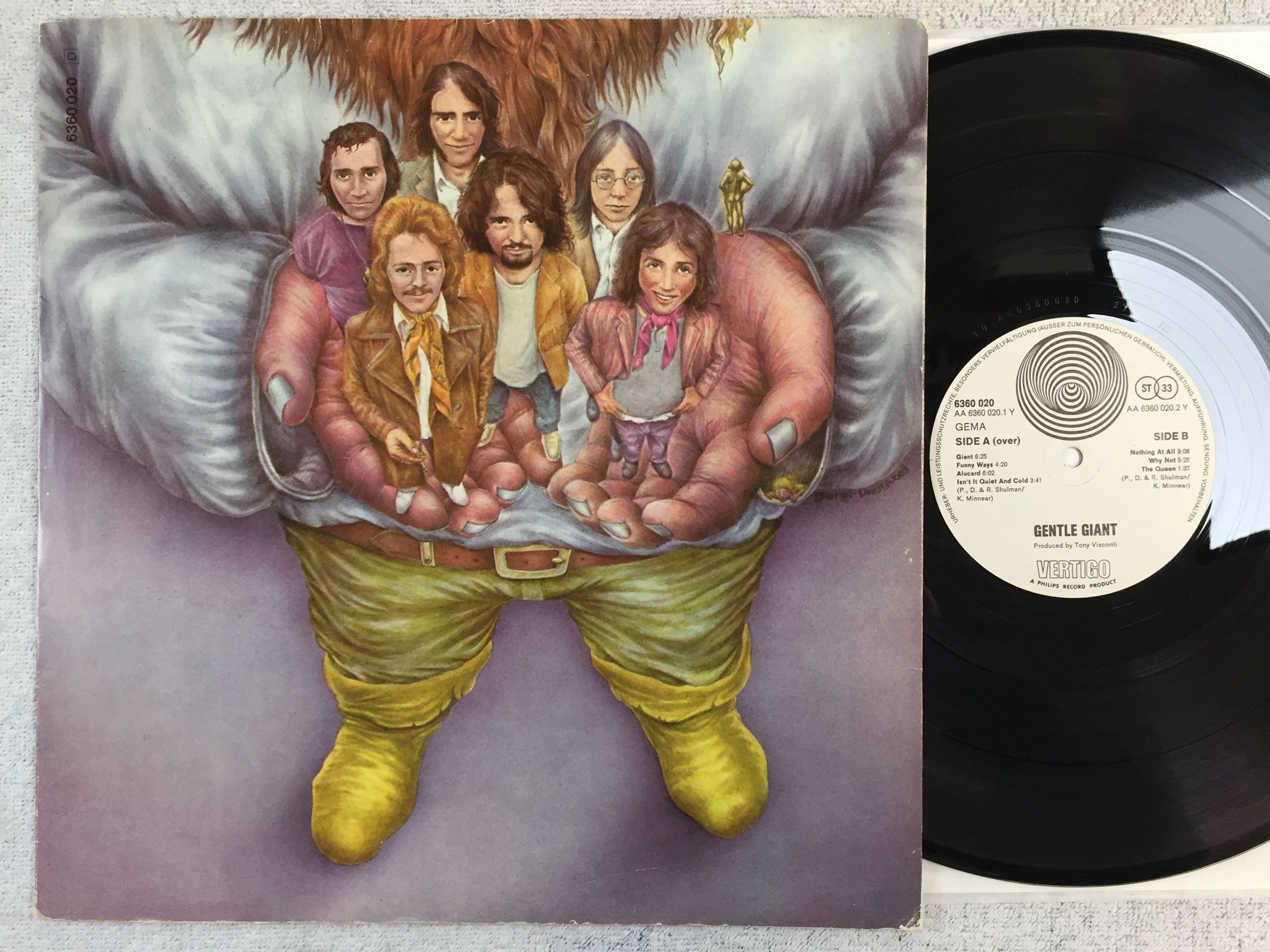 Omslagsbild för skivan GENTLE GIANT s/t LP -70 Ger VERTIGO 6360 020 swirl 