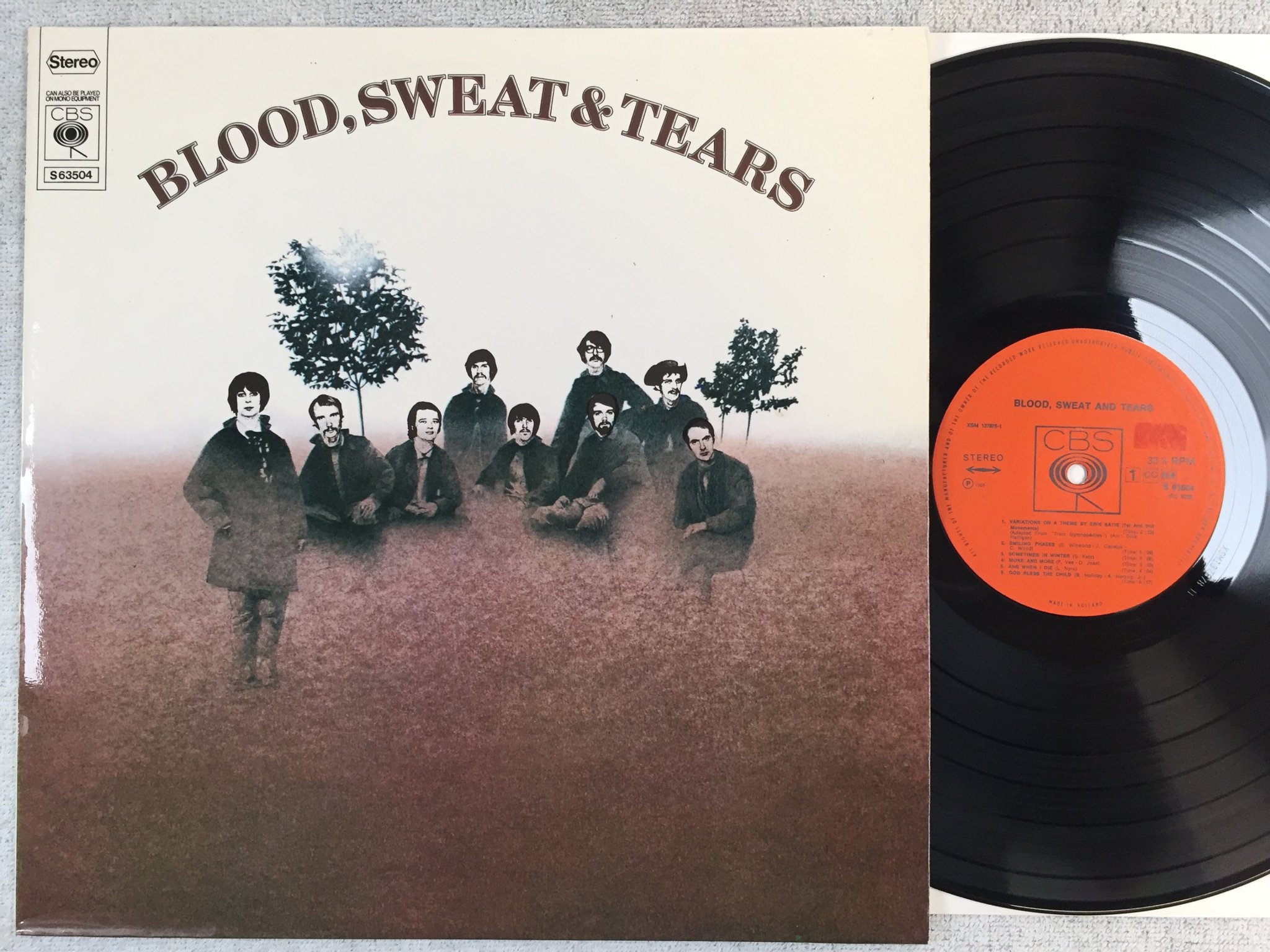 Omslagsbild för skivan BLOOD SWEAT AND TEARS s/t LP re Hol CBS S 63504