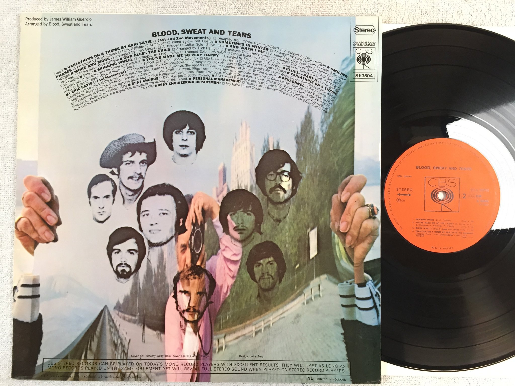 Omslagsbild för skivan BLOOD SWEAT AND TEARS s/t LP re Hol CBS S 63504