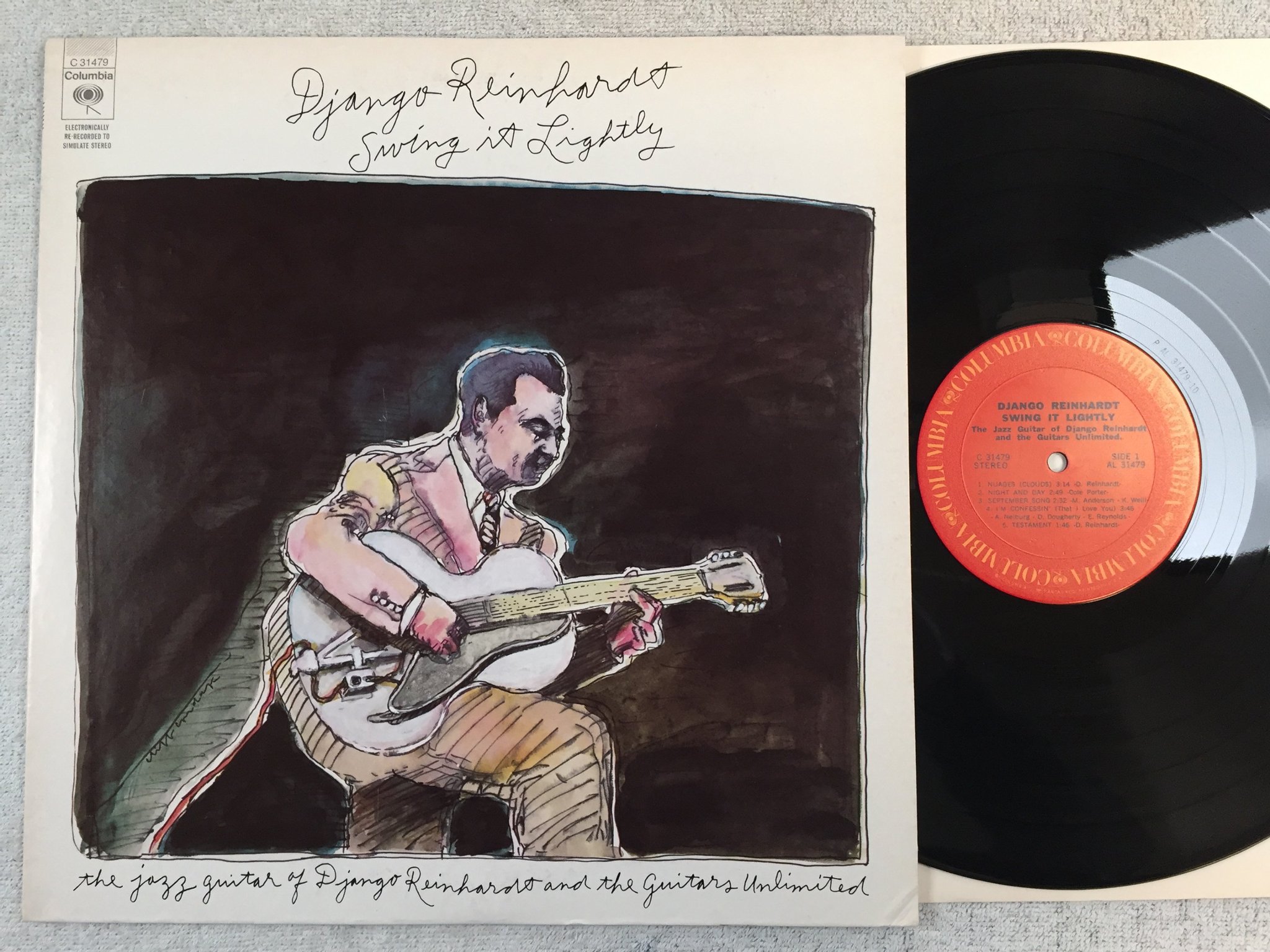 Omslagsbild för skivan DJANGO REINHARDT swing it lightly LP US COLUMBIA C 31479