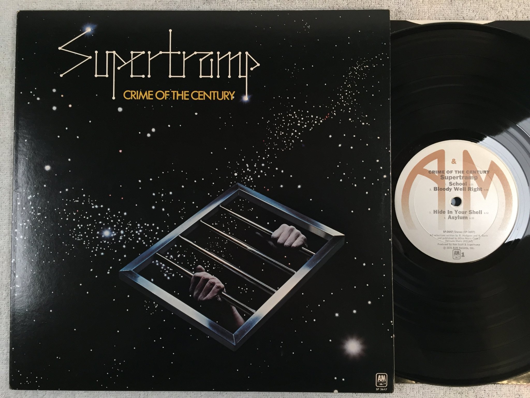 Omslagsbild för skivan SUPERTRAMP crime of the century LP -74 US A&M SP 3647