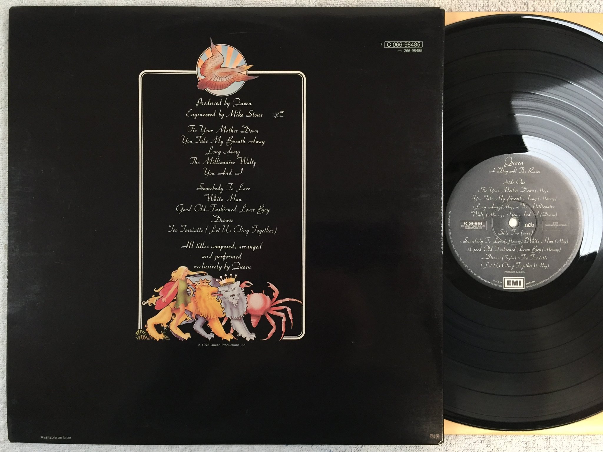 Omslagsbild för skivan QUEEN a day at the races LP ncb EMI 7C 066-98485