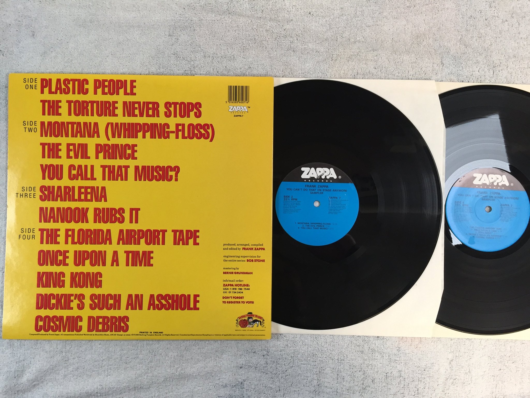 Omslagsbild för skivan FRANK ZAPPA you can't do that on stage anymore sampler 2xLP -88 ZAPPA-7 