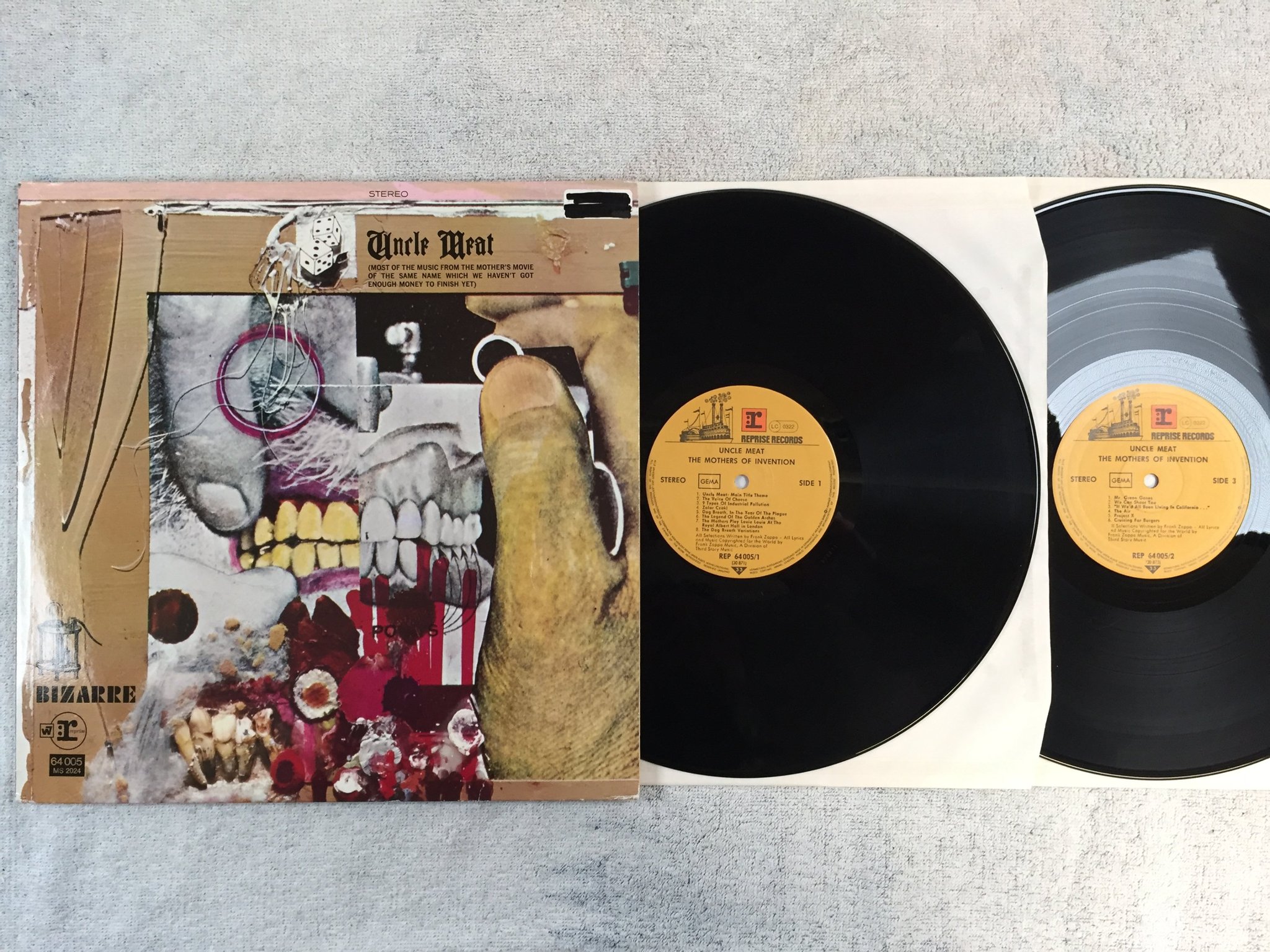 Omslagsbild för skivan THE MOTHERS OF INVENTION uncle meat 2xLP Ger REPRISE REP 64005/2 