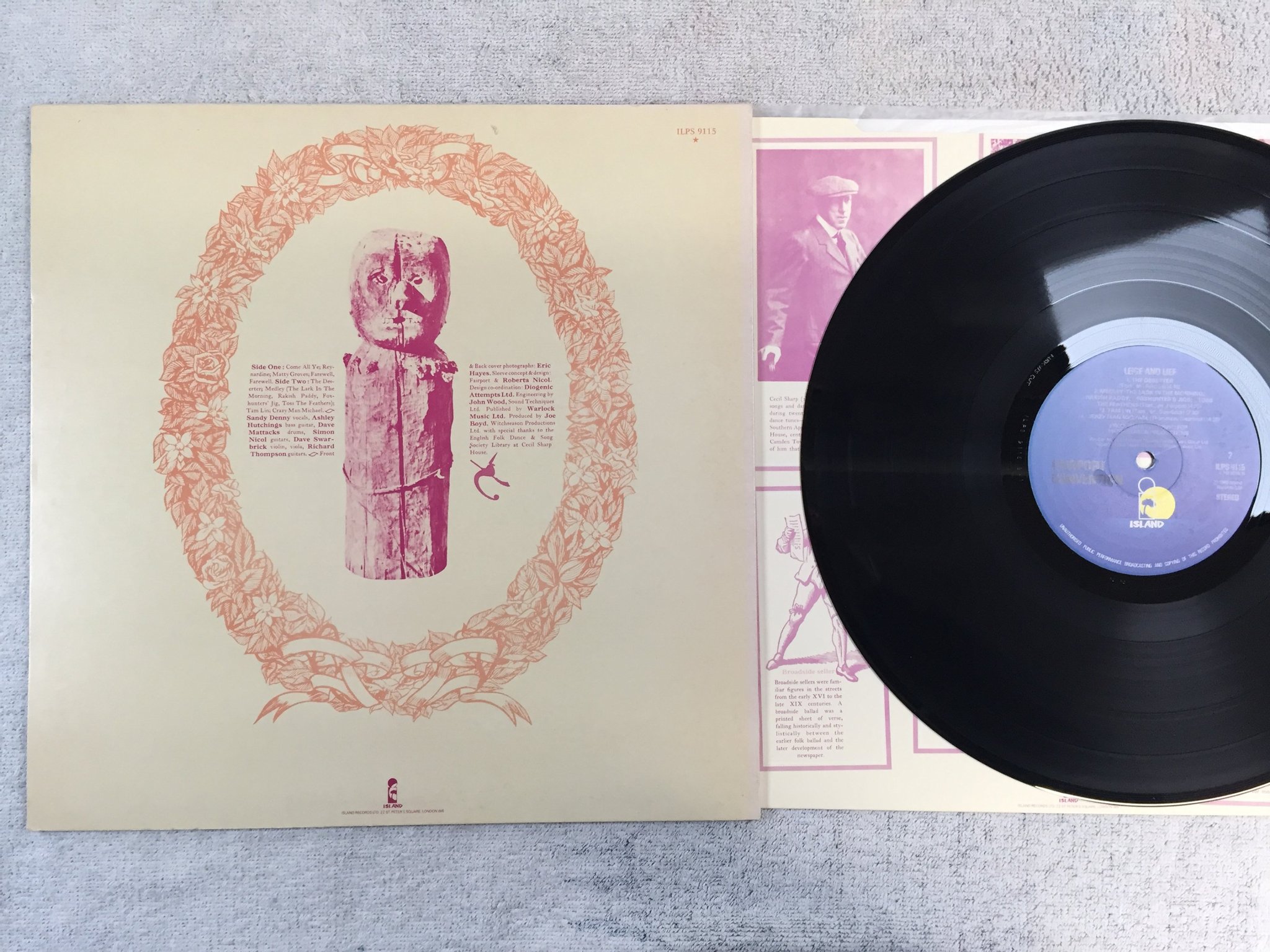 Omslagsbild för skivan FAIRPORT CONVENTION leige and lief LP re ISLAND ILPS 9115