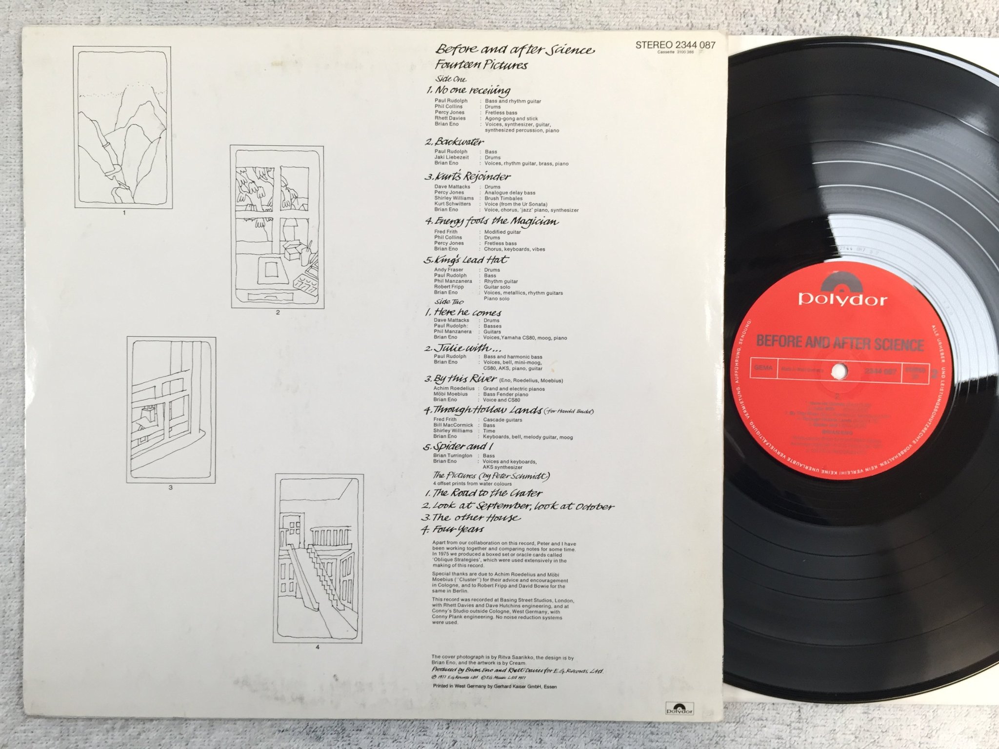 Omslagsbild för skivan BRIAN ENO before and after science LP -77 Ger POLYDOR 2344 087 + four artprints