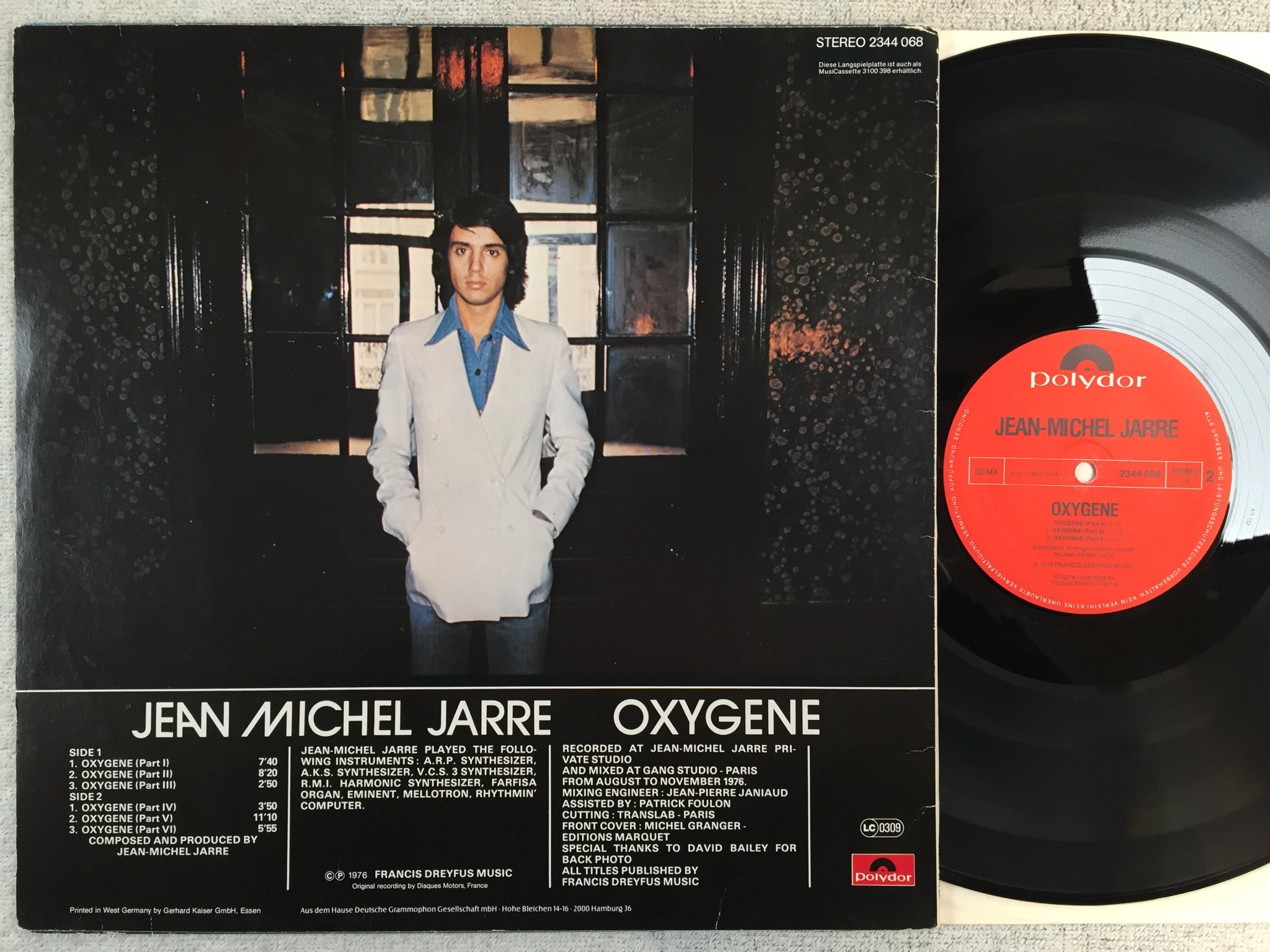 Omslagsbild för skivan JEAN-MICHEL JARRE oxygene LP -76 Ger POLYDOR 2344 068