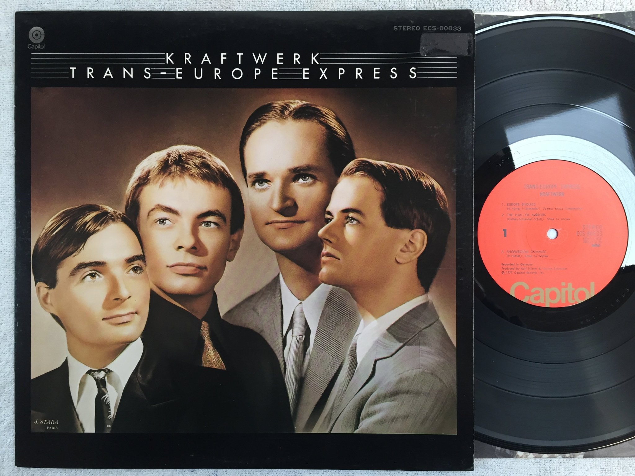Omslagsbild för skivan KRAFTWERK trans-europe express LP -77 Japan CAPITOL ECS 80833 rare ! ! ! 