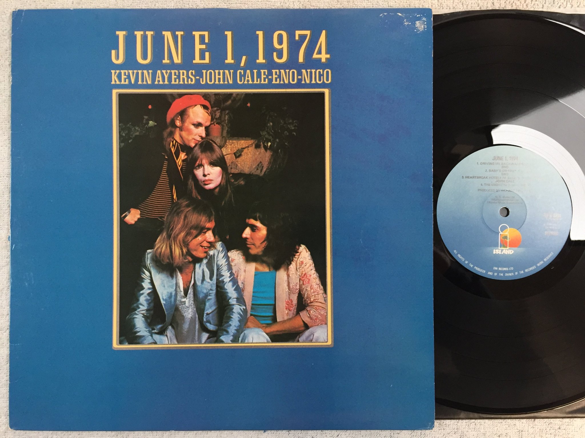 Omslagsbild för skivan AYERS - ENO - CALE - NICO June 1, 1974 LP UK ISLAND ILPS 9291