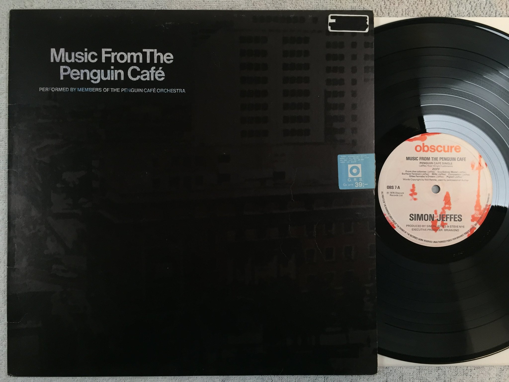 Omslagsbild för skivan PENGUIN CAFE ORCHESTRA music from the Penguin Cafe LP -76 UK OBSCURE OBS-7