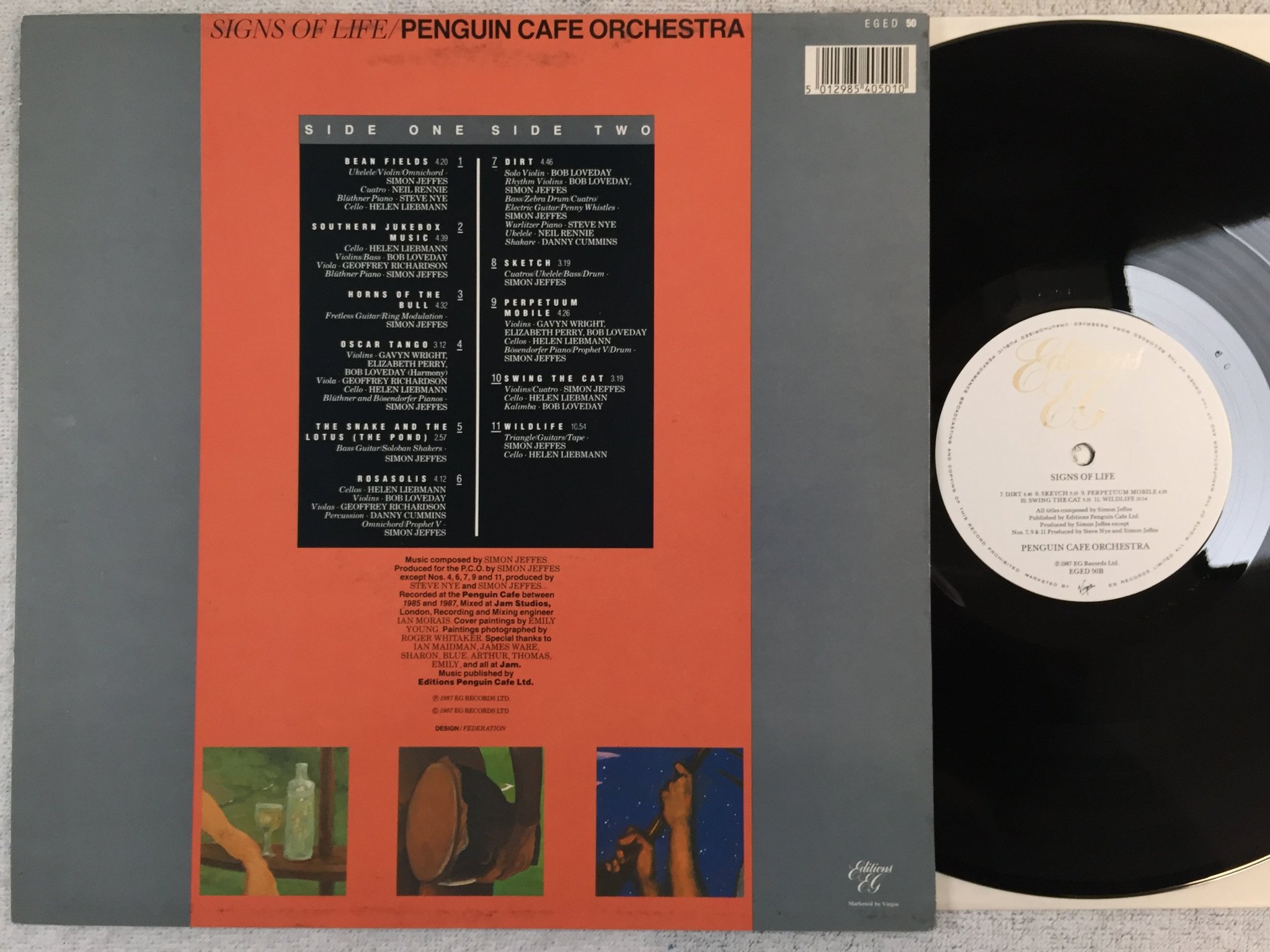 Omslagsbild för skivan PENGUIN CAFE ORCHESTRA signs of life LP -87 EDITIONS EG EGED 50 