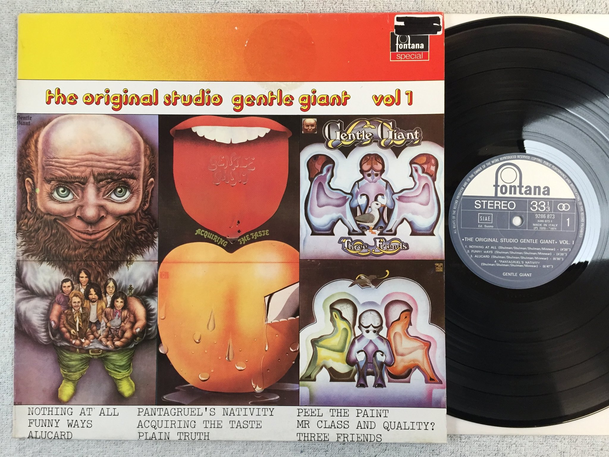 Omslagsbild för skivan GENTLE GIANT the original studio vol 1 LP Ita FONTANA 9286873