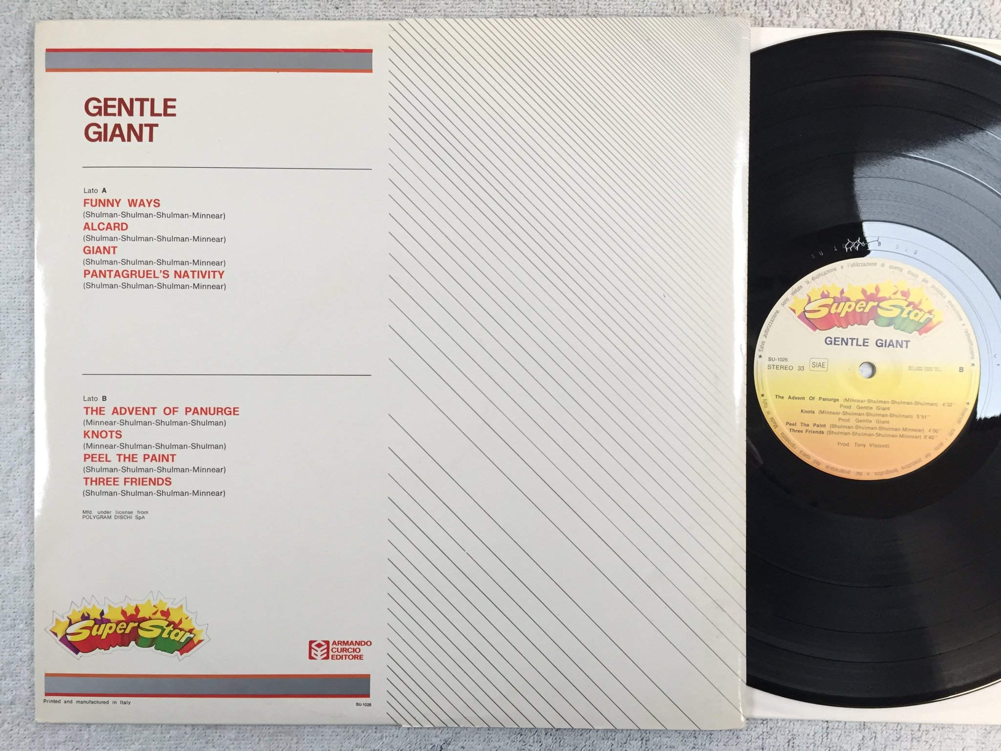 Omslagsbild för skivan GENTLE GIANT s/t LP -82 Ita SUPERSTAR SU-1026