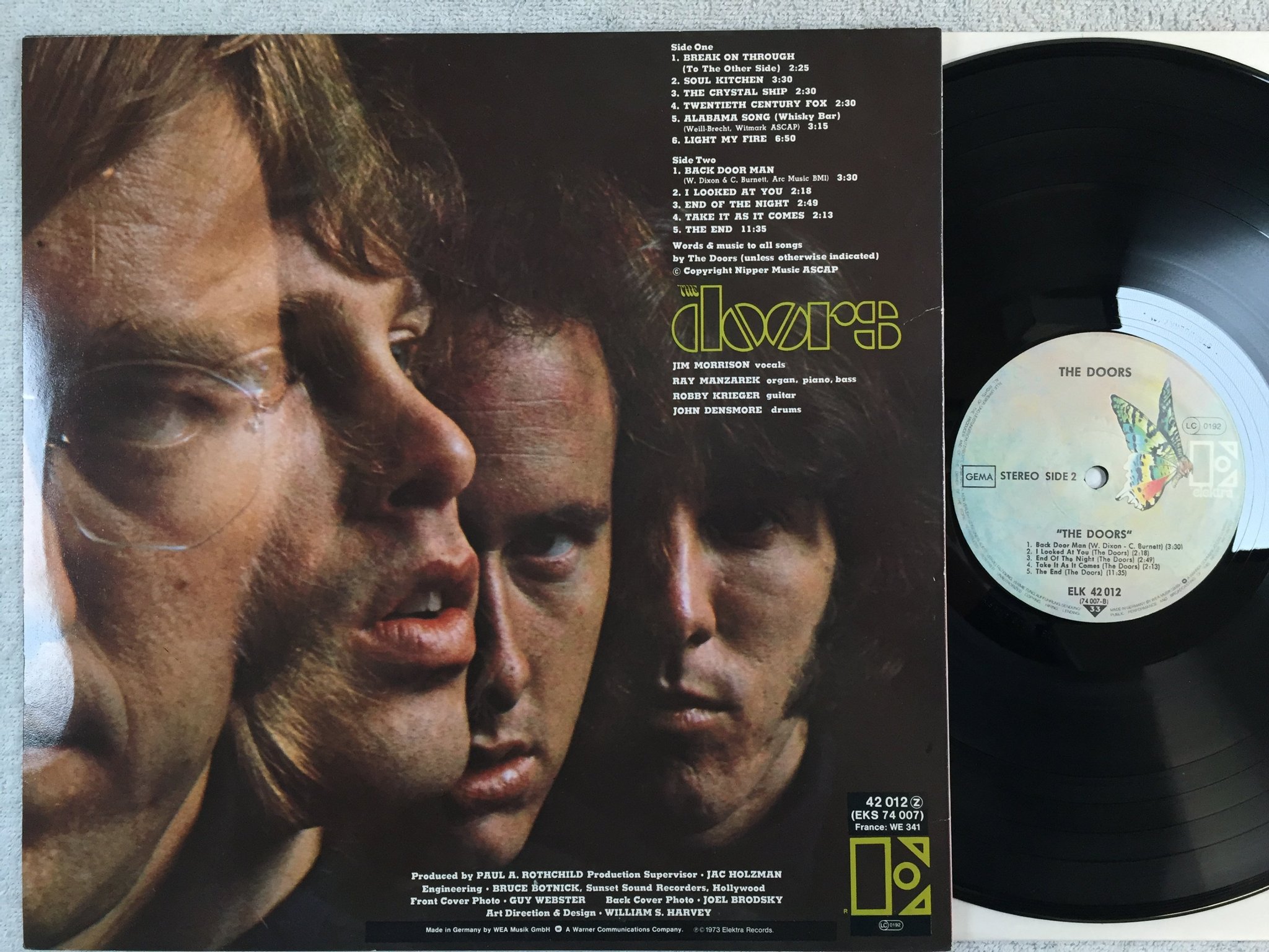 Omslagsbild för skivan THE DOORS s/t LP re Ger ELEKTRA ELK 42012